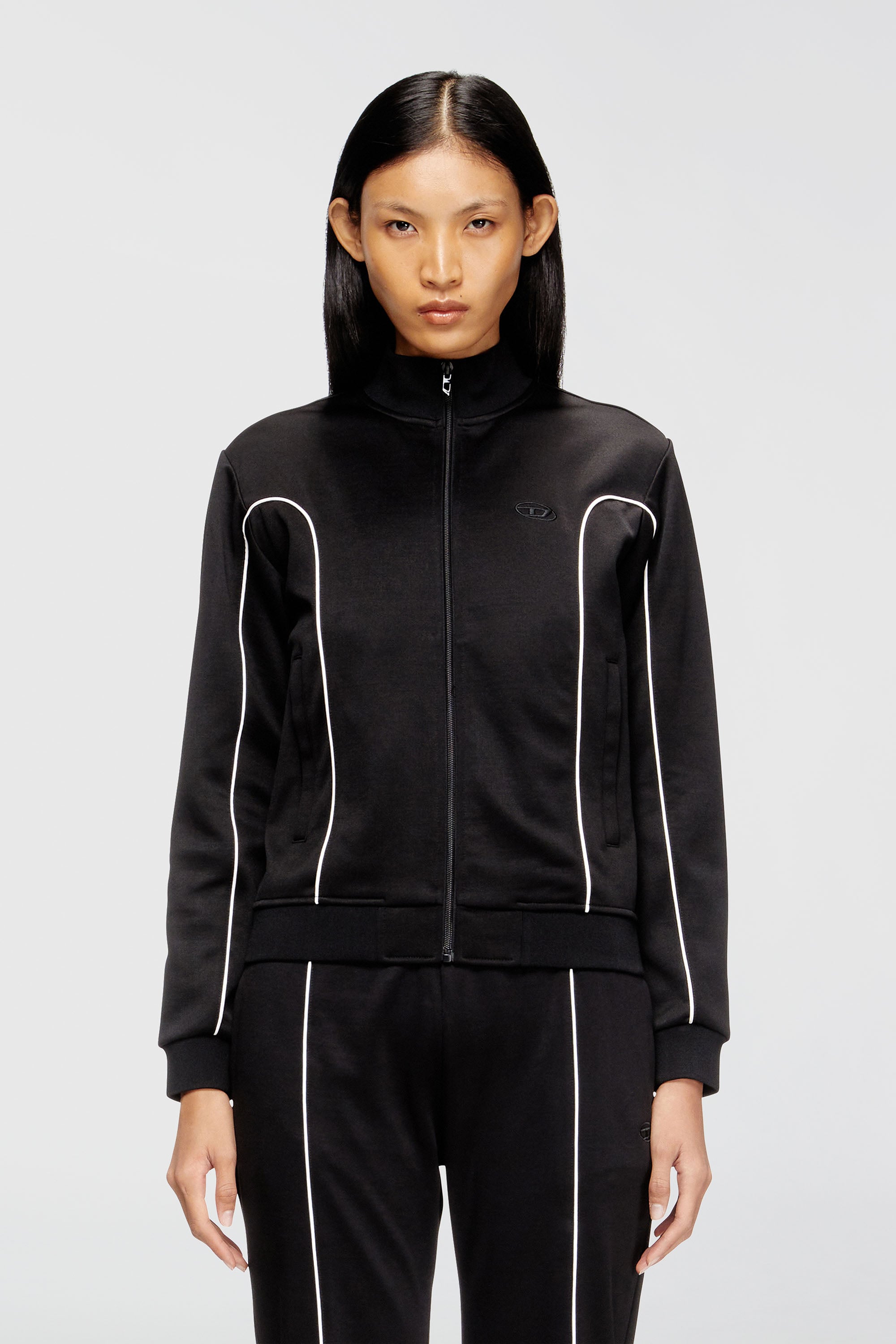 Diesel - F-LOCKING-OD, Veste en molleton avec passepoil contrastant Femme in Polychrome - 1