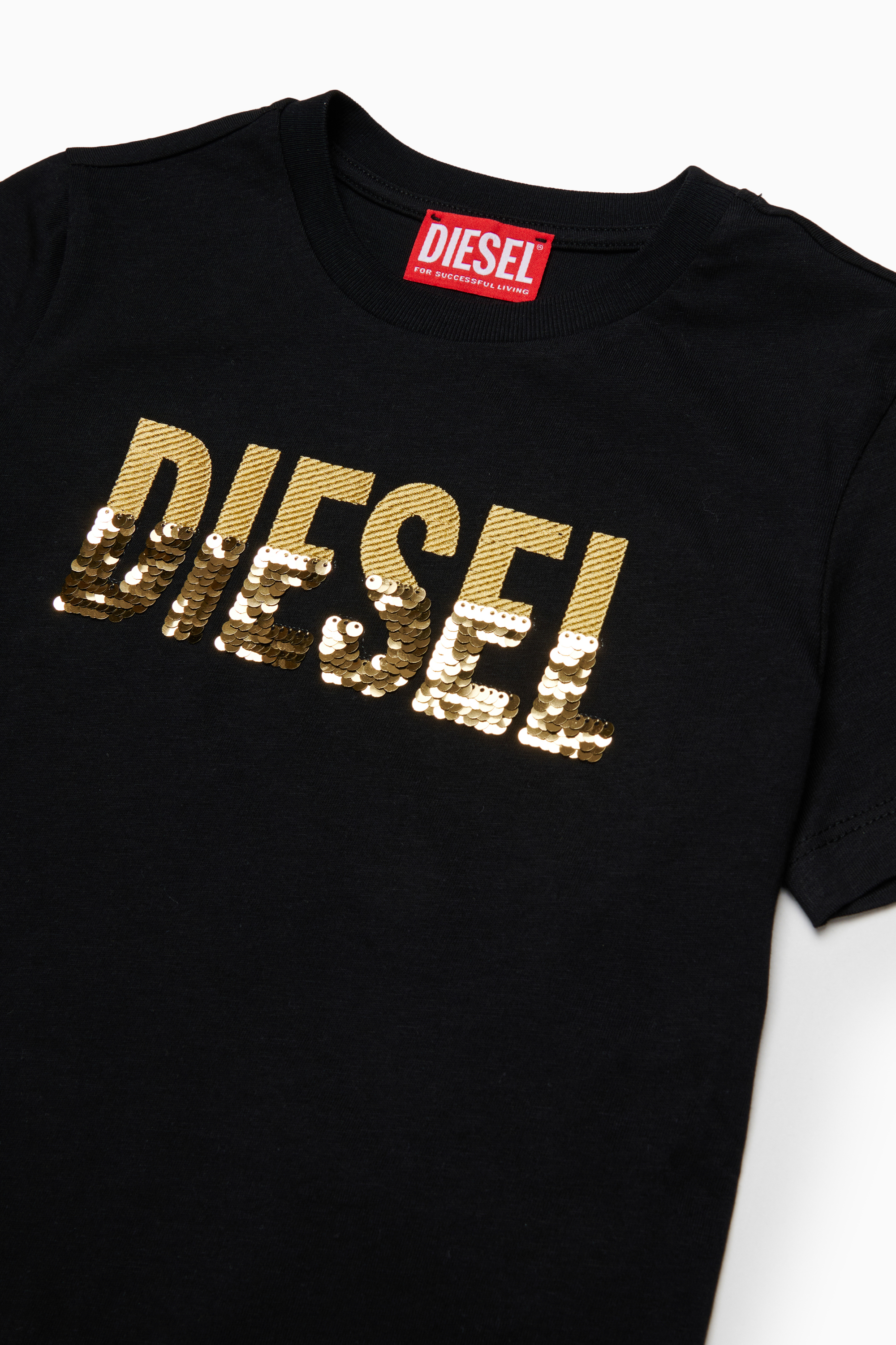 Diesel - TPALLY, T-shirt en coton avec logo en sequins Femme in Noir - 3