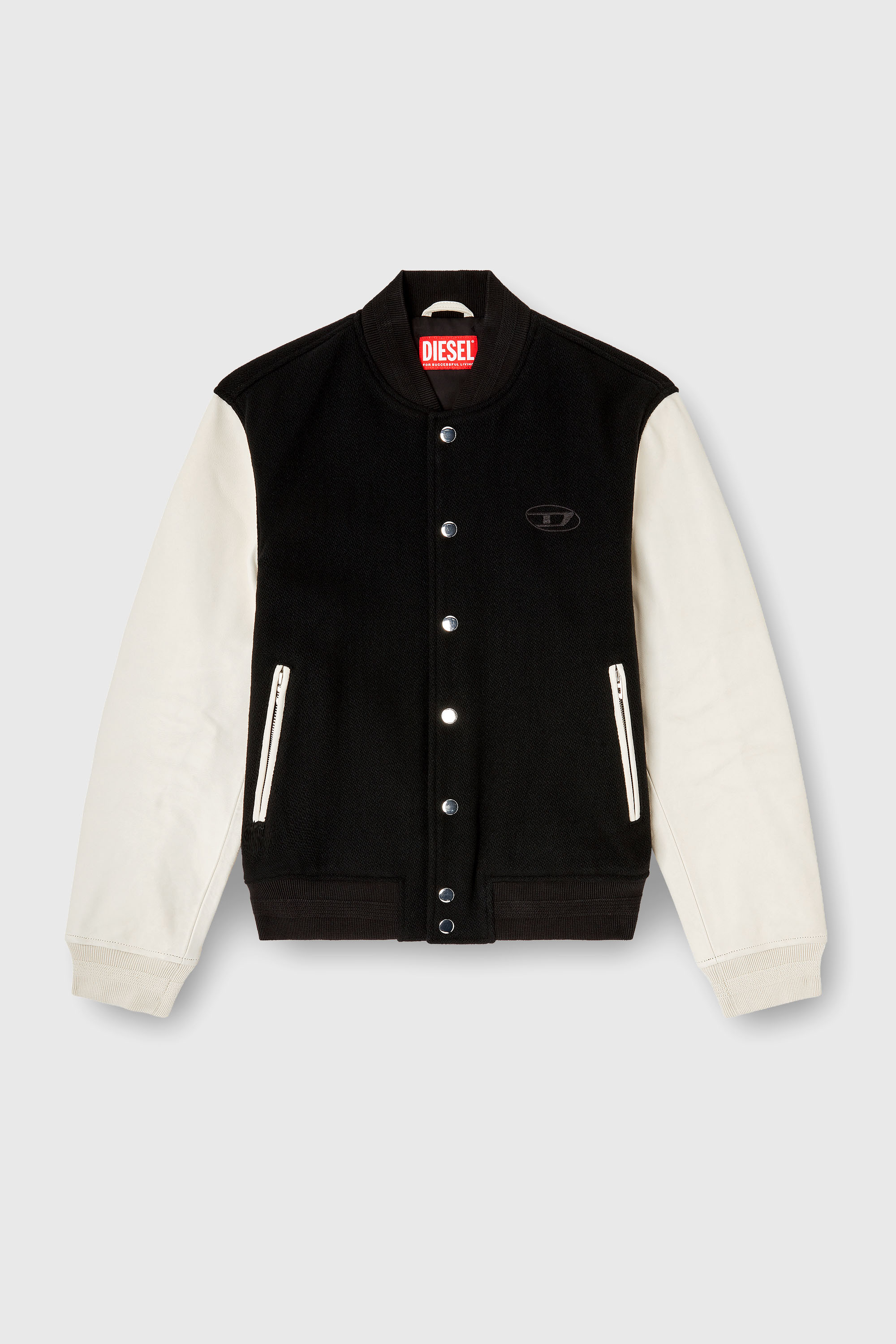 Diesel - L-ARRY-WRD, Blouson aviateur en m&eacute;lange de laine et cuir Homme in Polychrome - 2