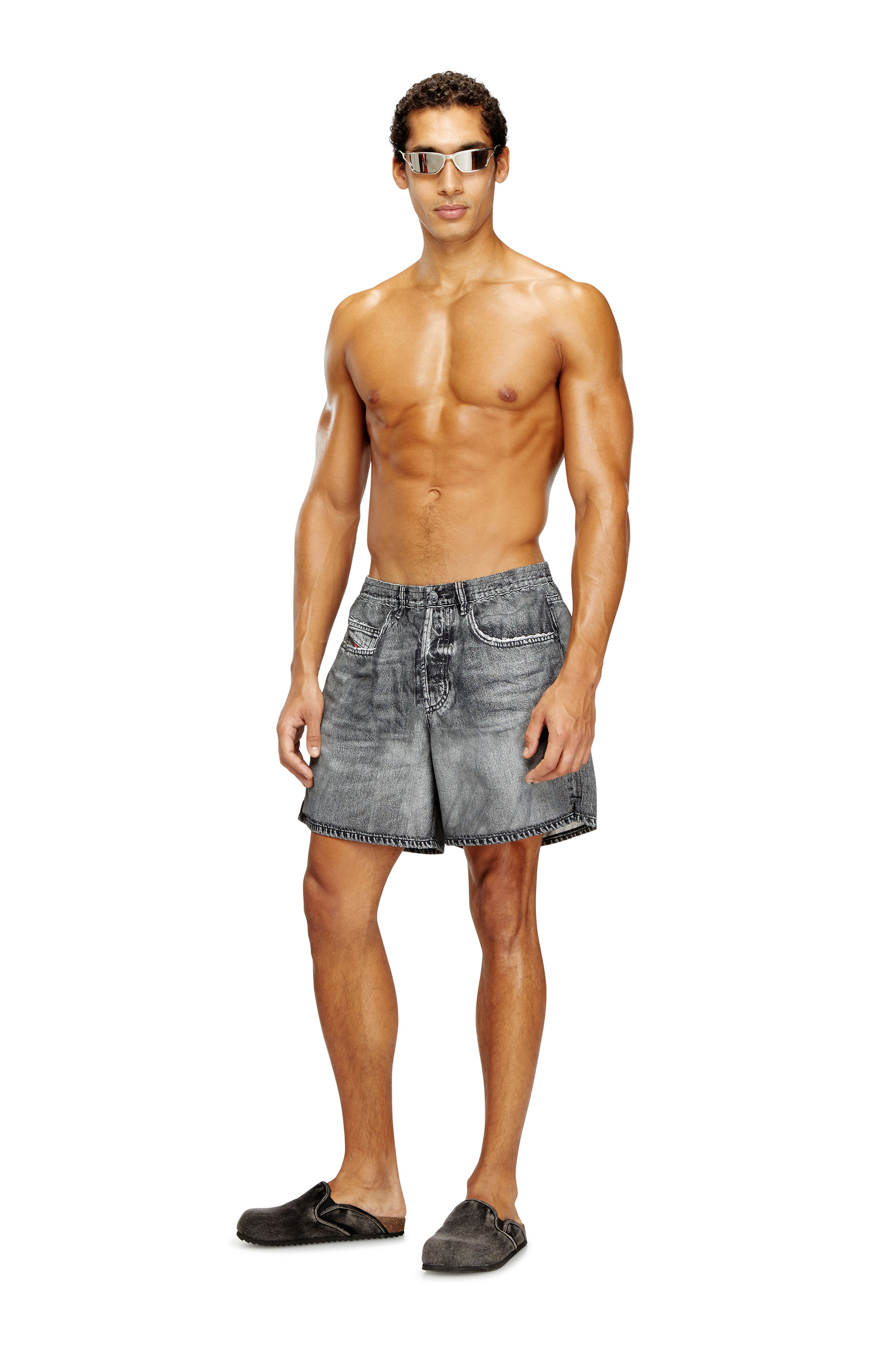 Diesel - SOCCER-41-DNM, Short de bain avec imprimé trompe-l'œil denim Homme in ToBeDefined - 1