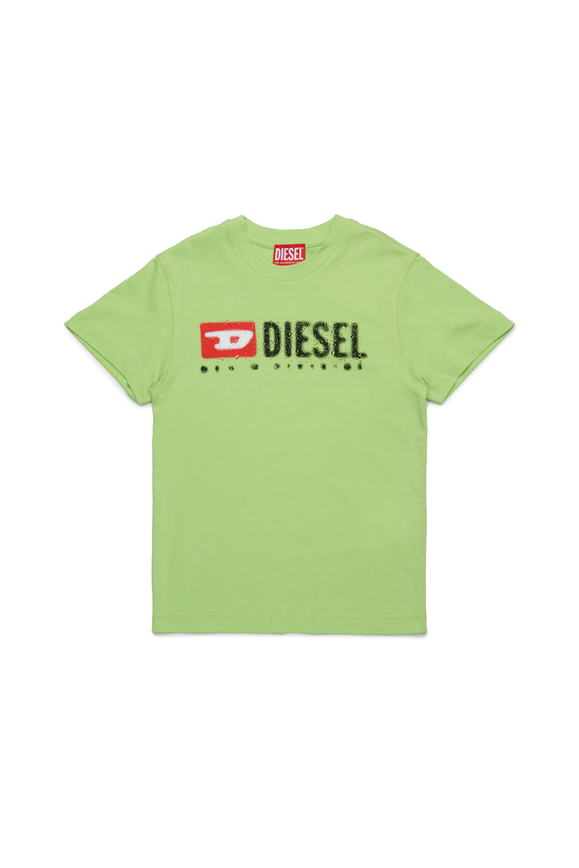 Diesel - TADJUSTK14, Man's Cotton T-shirt with printed logo in Green - 1
