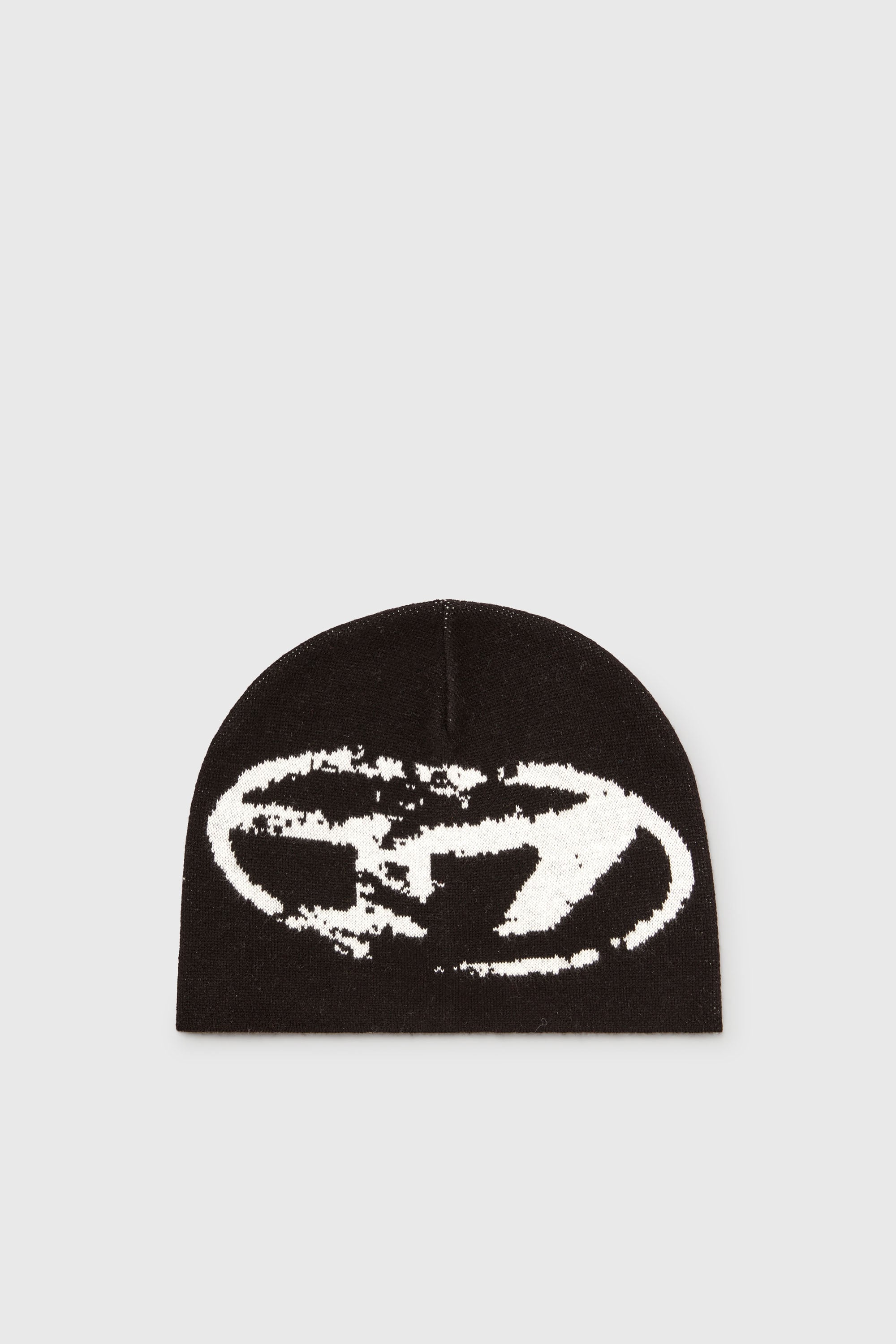 Diesel - K-APITAN, Bonnet en laine m&eacute;lang&eacute;e avec logo Oval D Mixte in Noir - 1