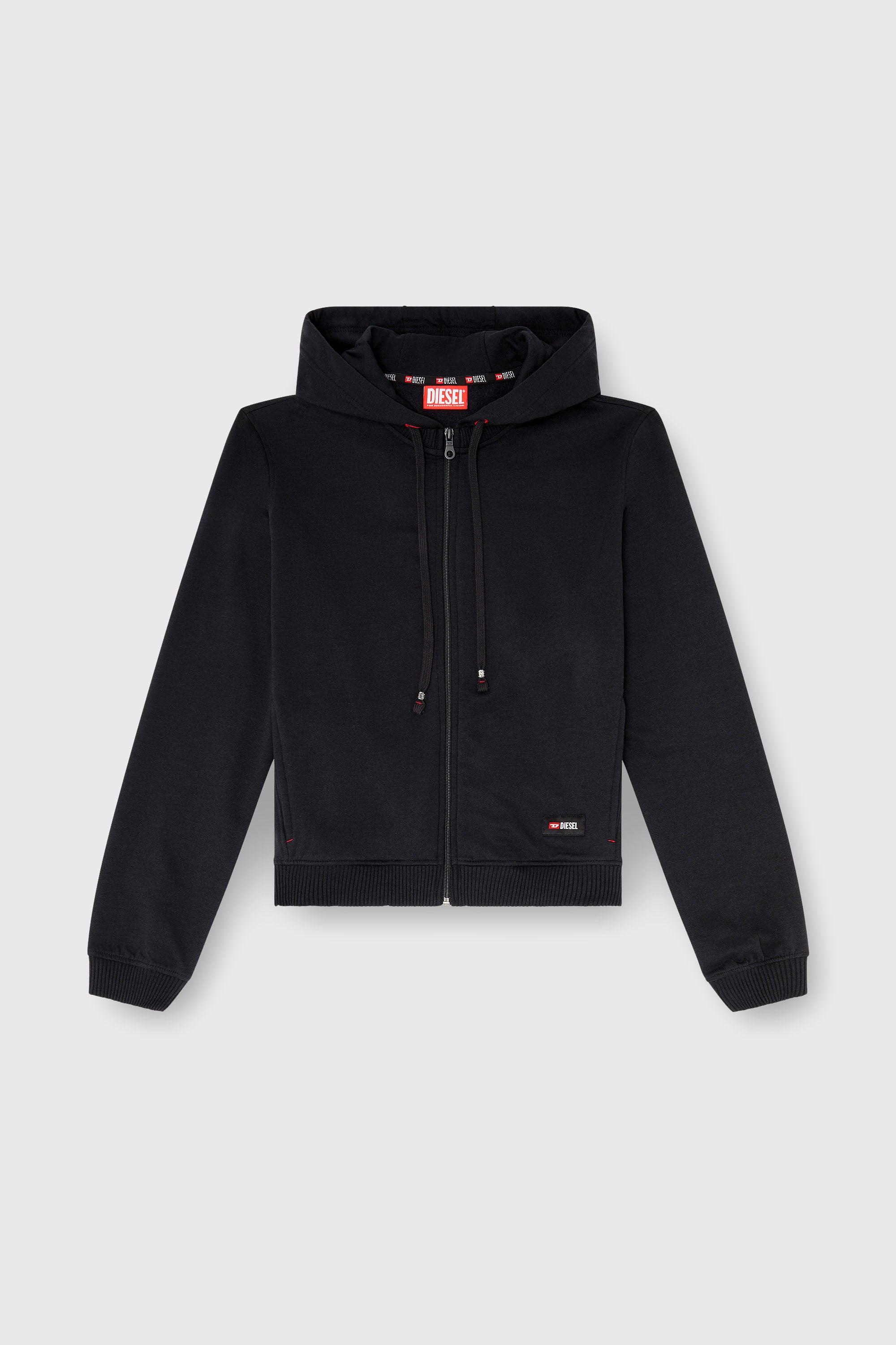 Diesel - HARRIET-D-CORE, Sweat &agrave; capuche en m&eacute;lange de coton gratt&eacute; Femme in Noir - 1