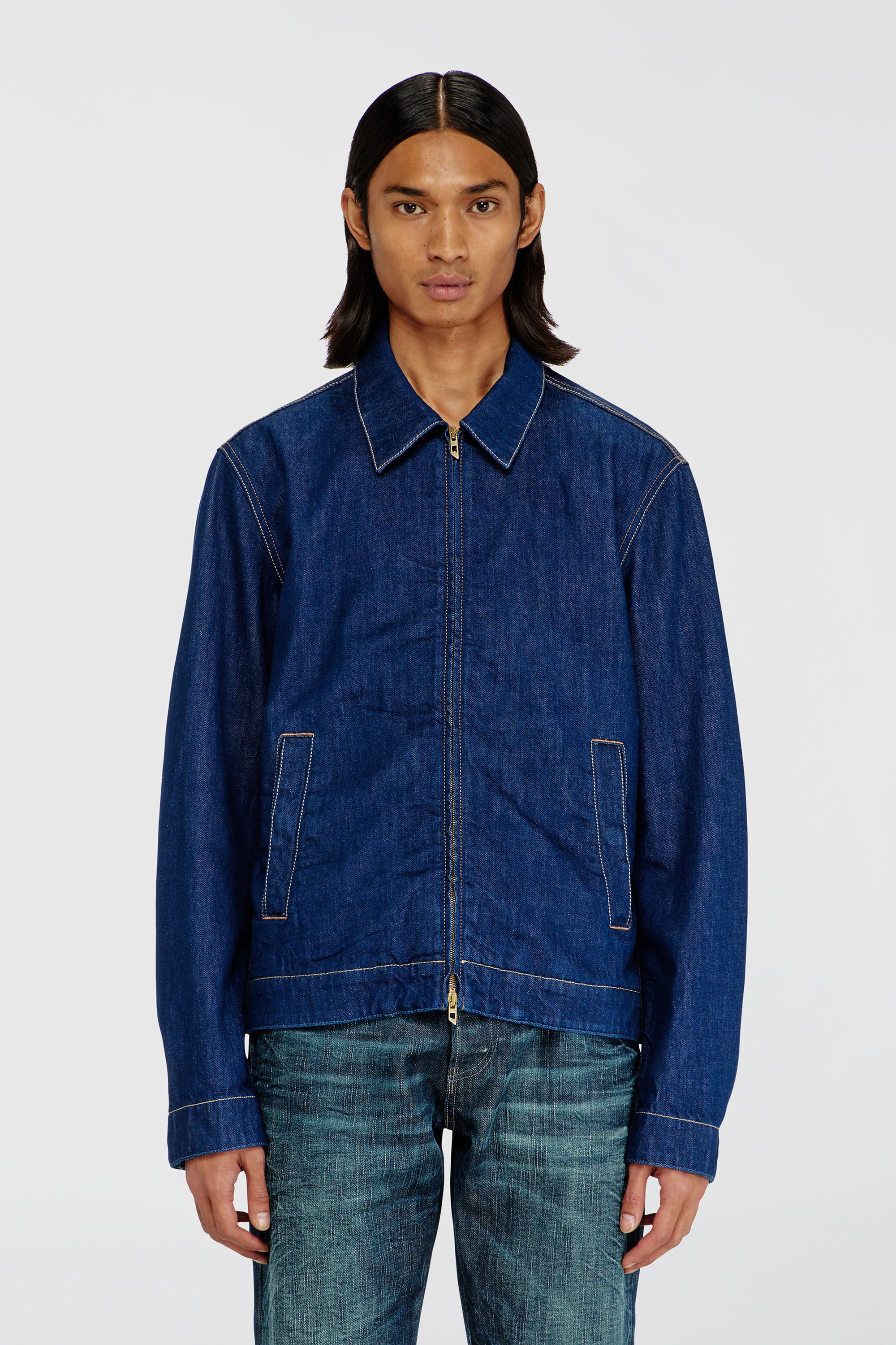 Diesel - D-ROHE, Veste coach en rinse denim Homme in Bleu - 3