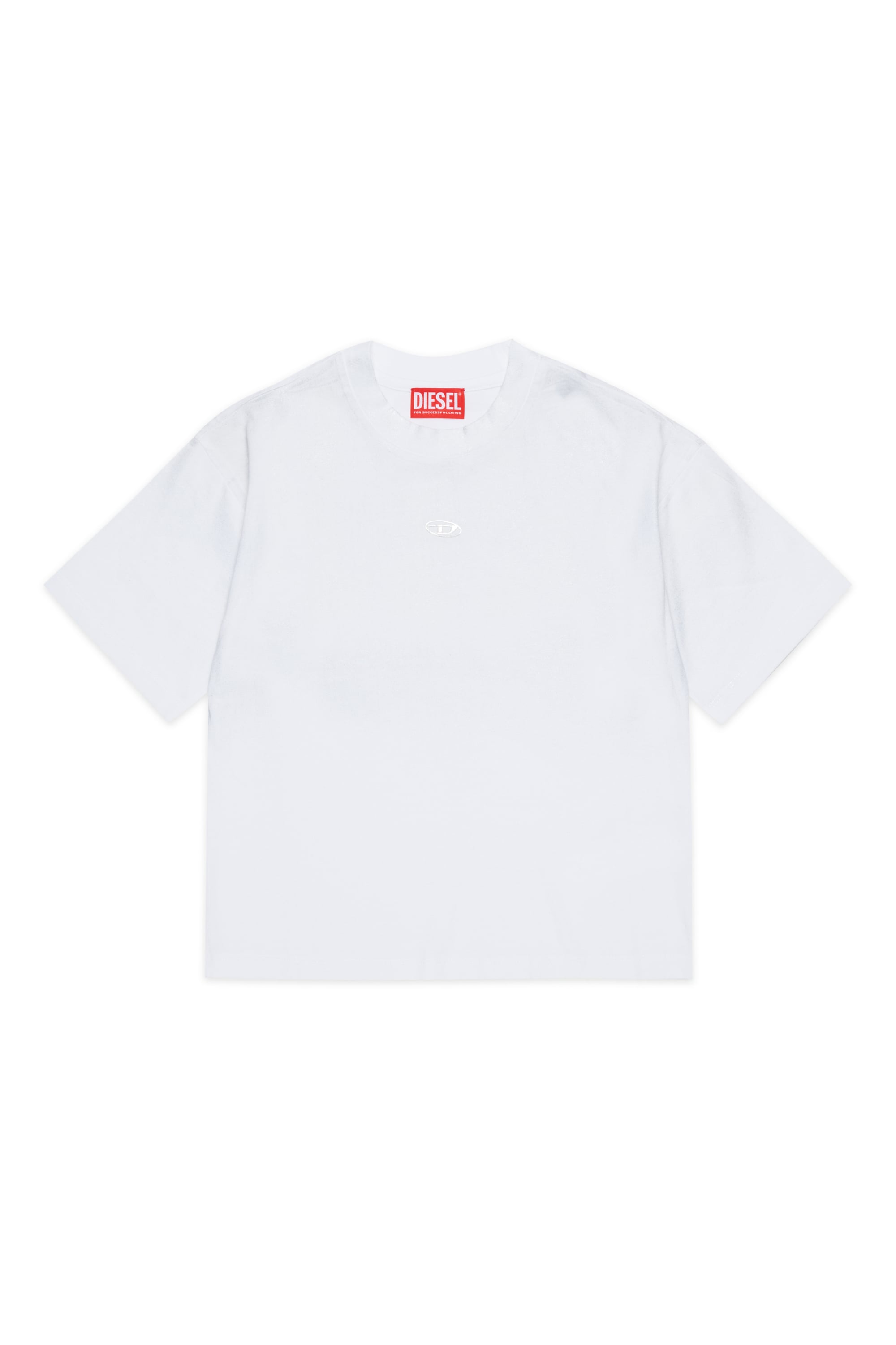 Diesel - TANORMYS2, T-shirt en coton avec broderie ton sur ton Oval D Femme in Blanc - 1