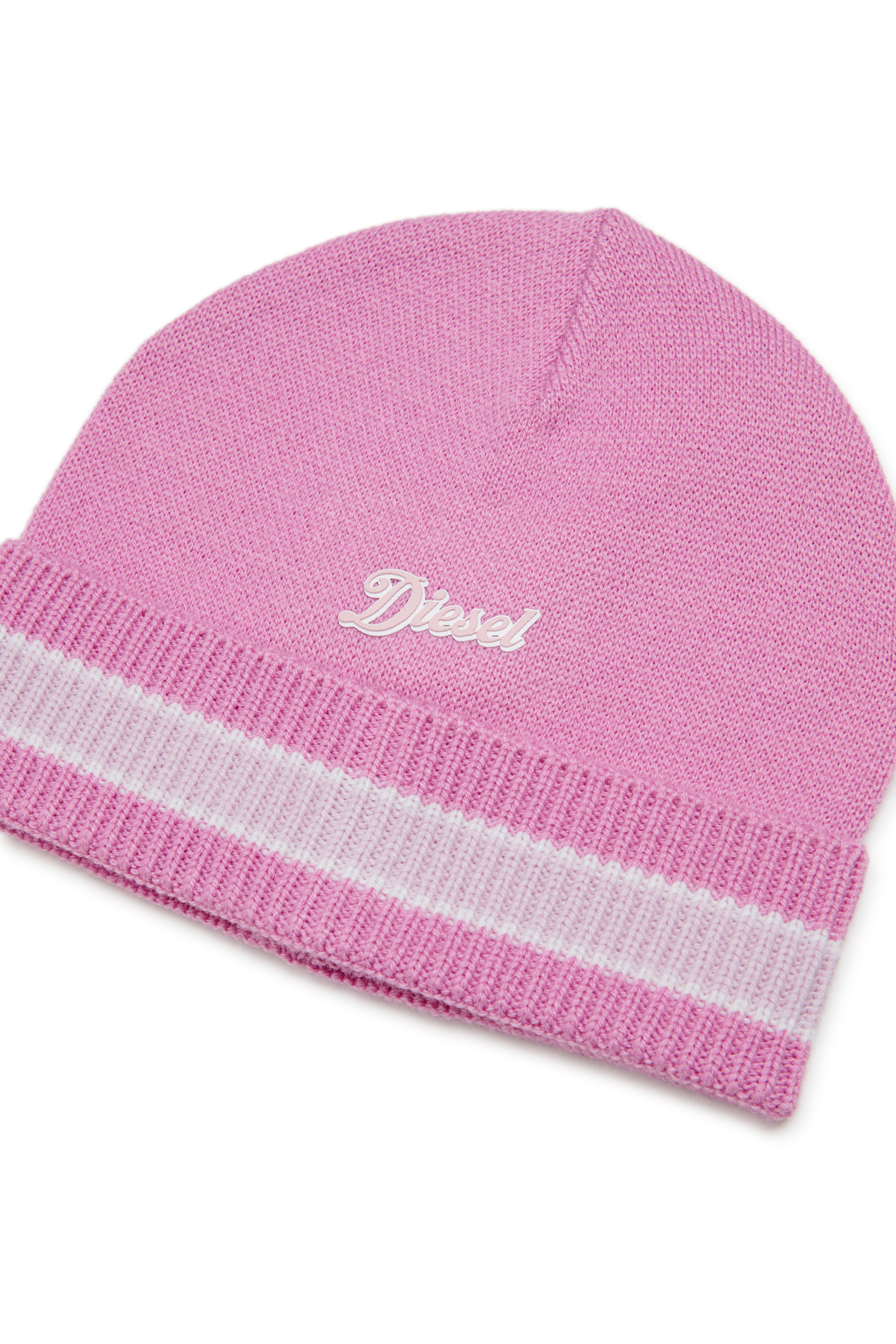 Diesel - FMOB, Bonnet ray&eacute; en m&eacute;lange de laine Mixte in Rose - 3