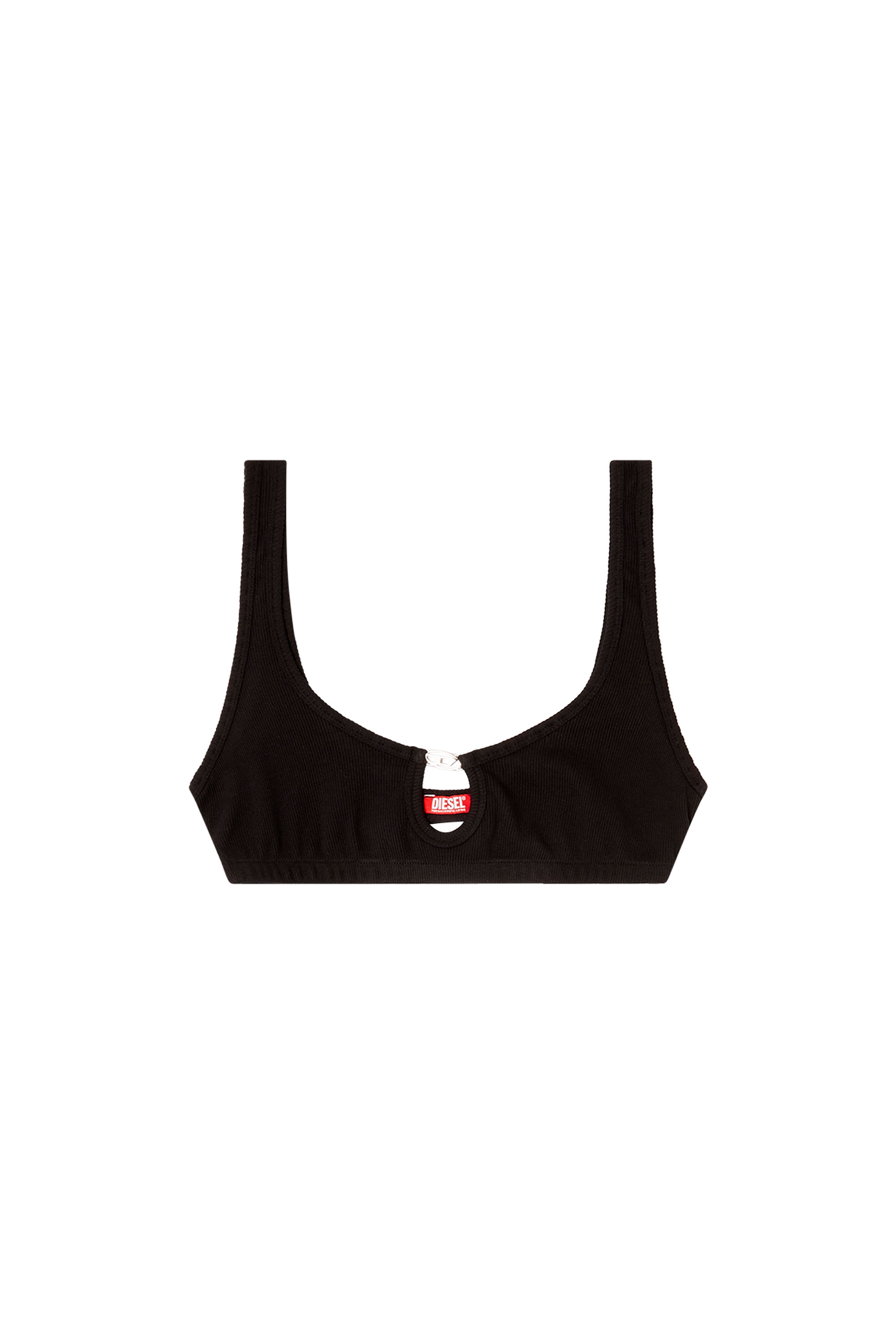 Diesel - FLORENCE-DNM, Brassi&egrave;re en coton c&ocirc;tel&eacute; avec bijou Oval D Femme in Noir - 2