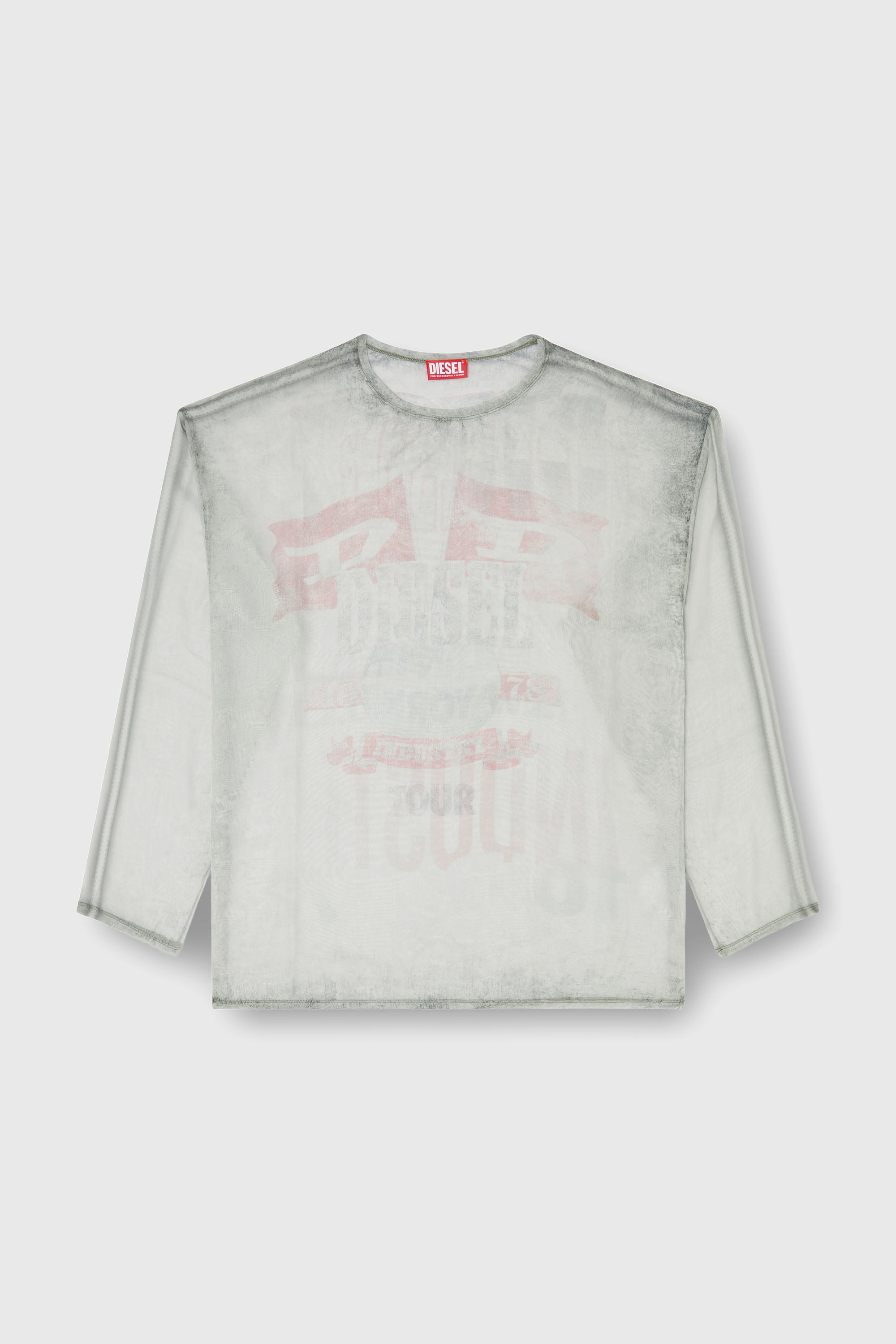 Diesel - T-DOUBLEX-LS, Top en chiffon transparent avec motif concert Homme in Gris - 2