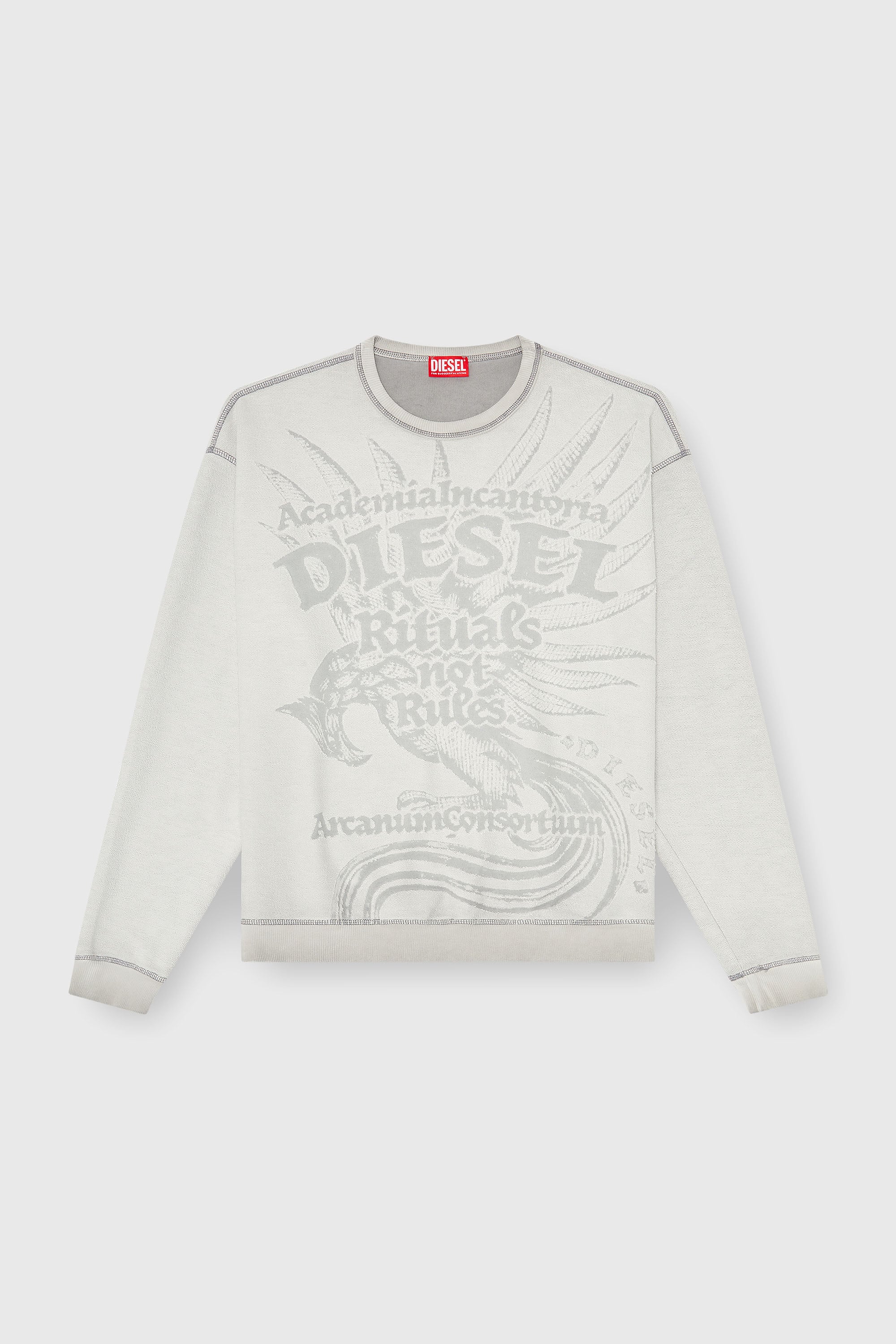 Diesel - S-ARON-RAW, Sweat-shirt avec imprim&eacute; d&eacute;vor&eacute; Homme in Gris - 2