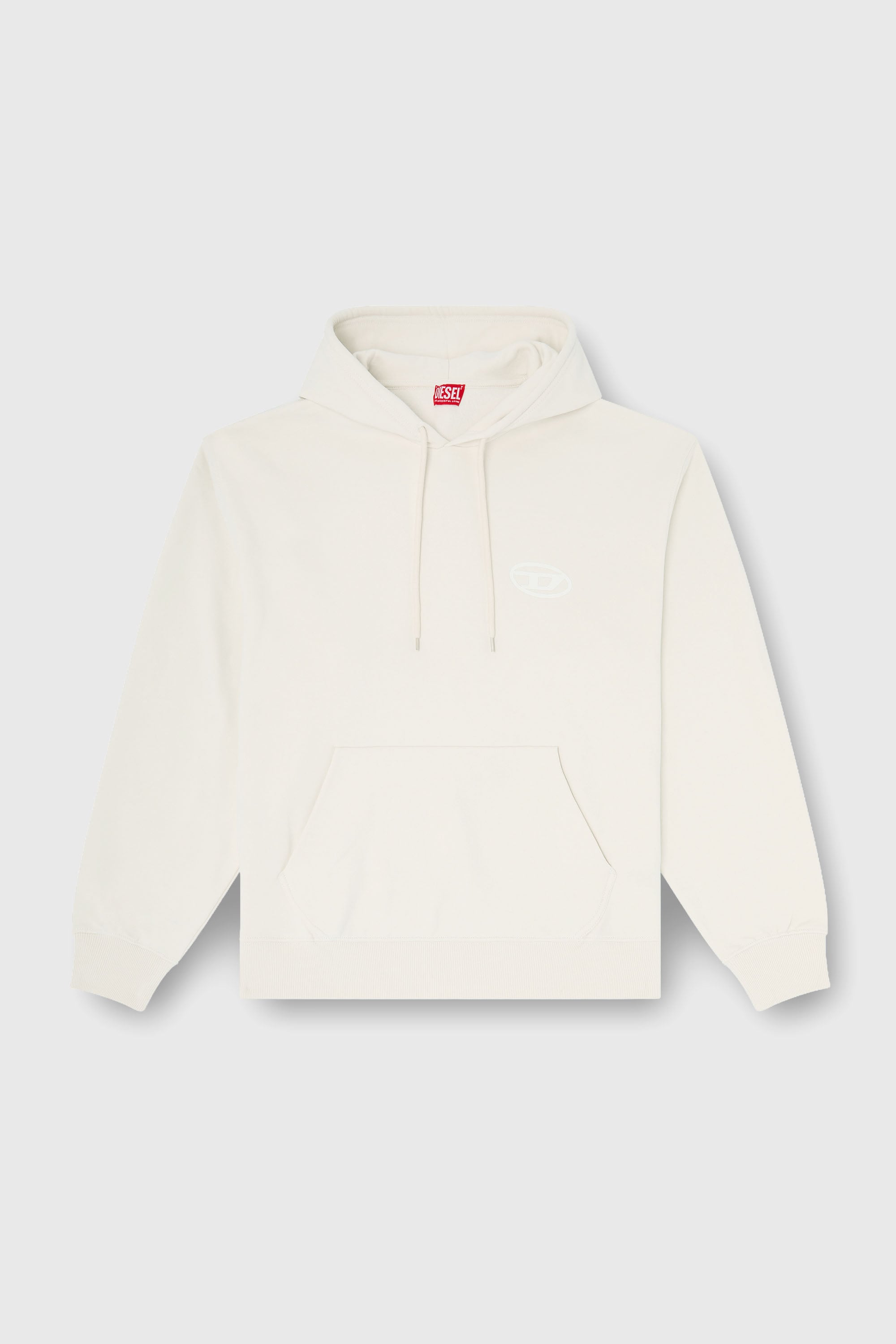 Diesel - S-LUK-H-T92, Sweat &agrave; capuche en coton avec broderie logo Oval D ton sur ton Homme in Blanc - 2