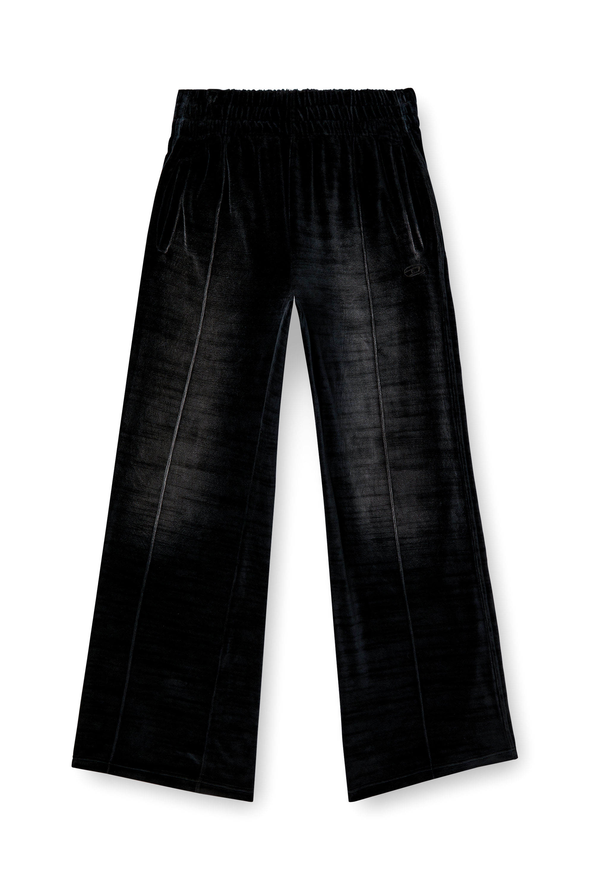 Diesel - P-OZAMP-BAND, Faded velvet track pants Homme in Noir - 3