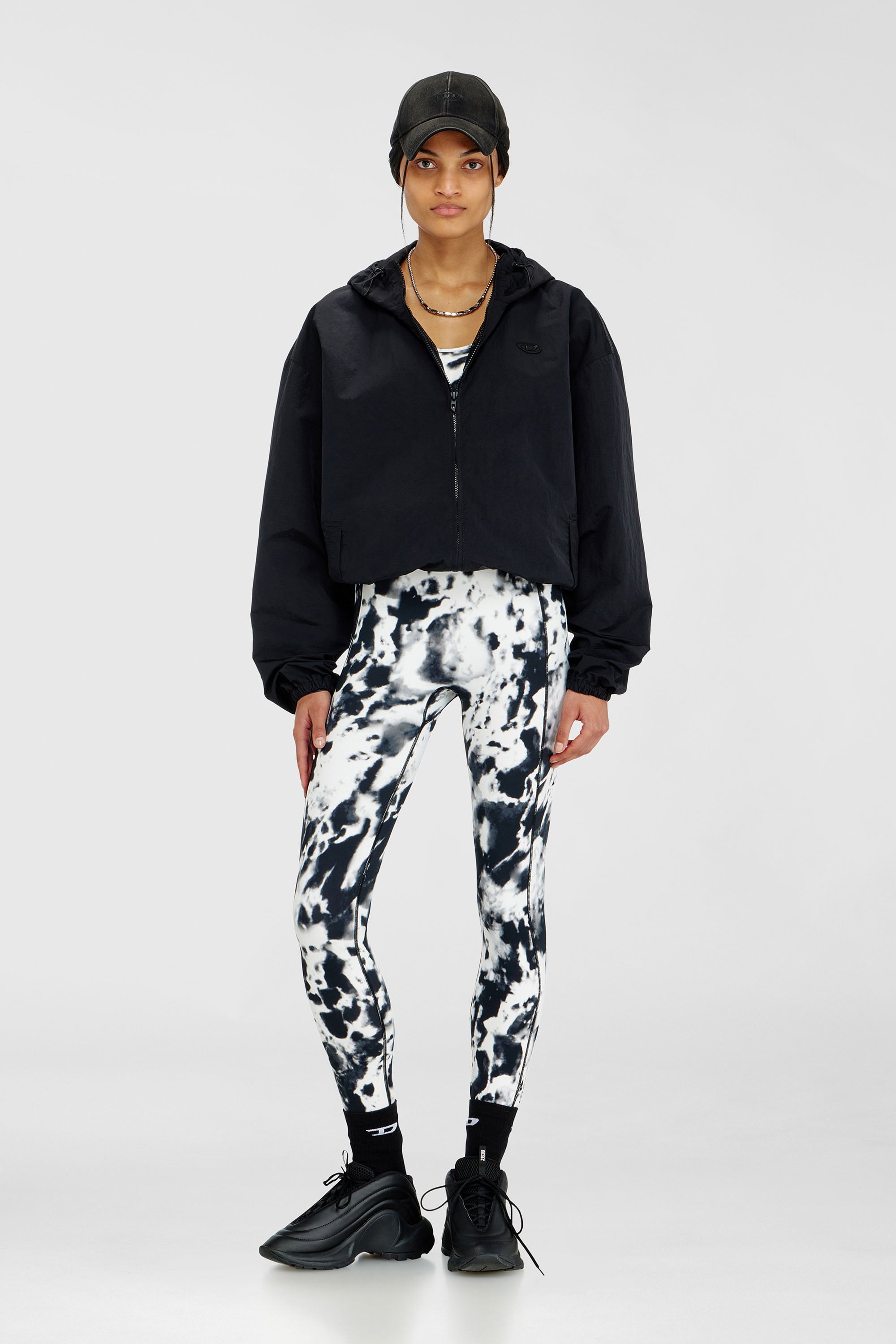 Diesel - ADELINE-D-POP, Leggings en microfibre imprim&eacute;e Femme in Polychrome - 1