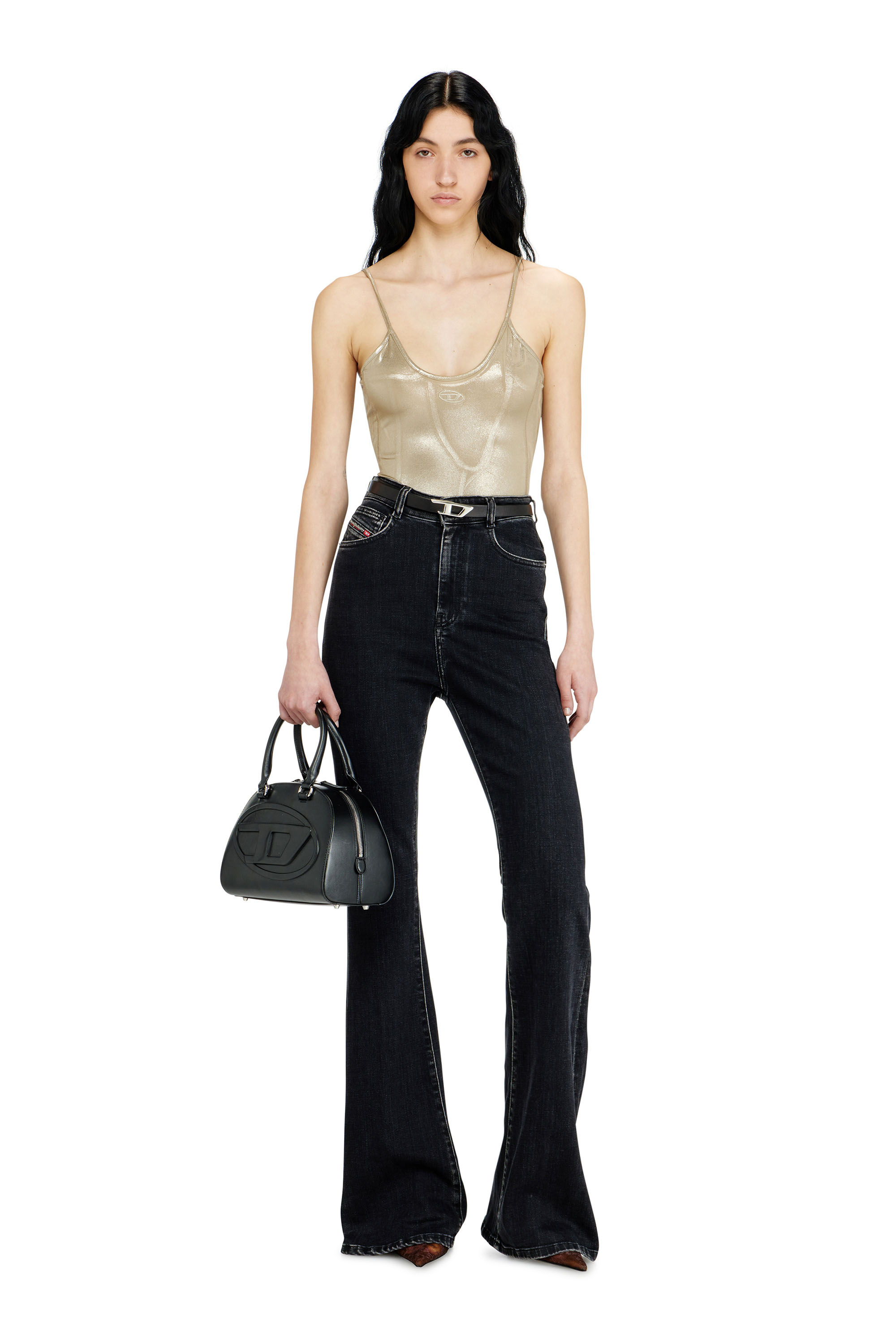 Diesel - T-IMYNY, Body en jersey brillant &agrave; col rond Femme in ToBeDefined - 2