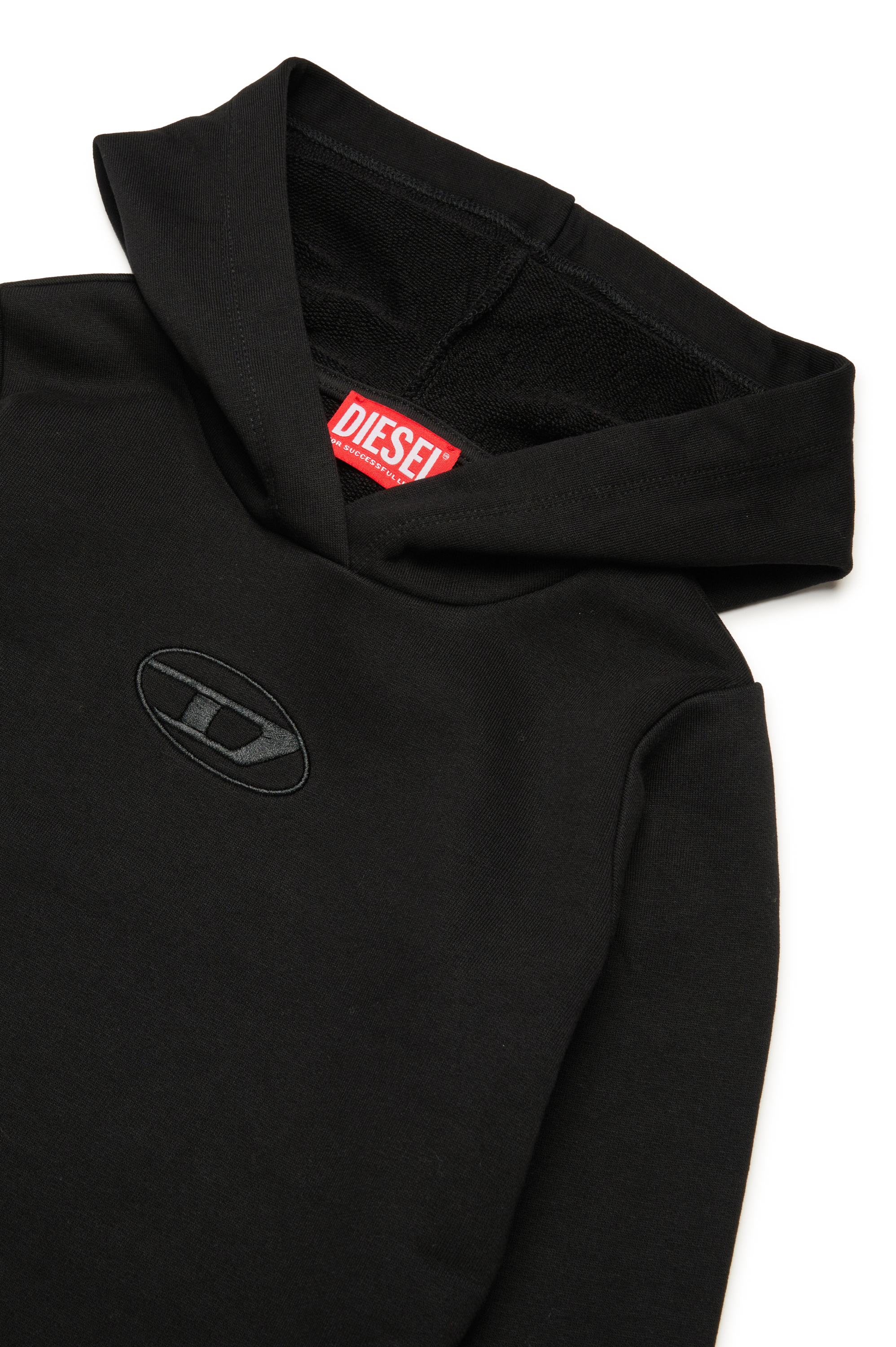Diesel - DYTIN, Femme Robe sweat-shirt à capuche avec broderie Oval D in Noir - Image 3