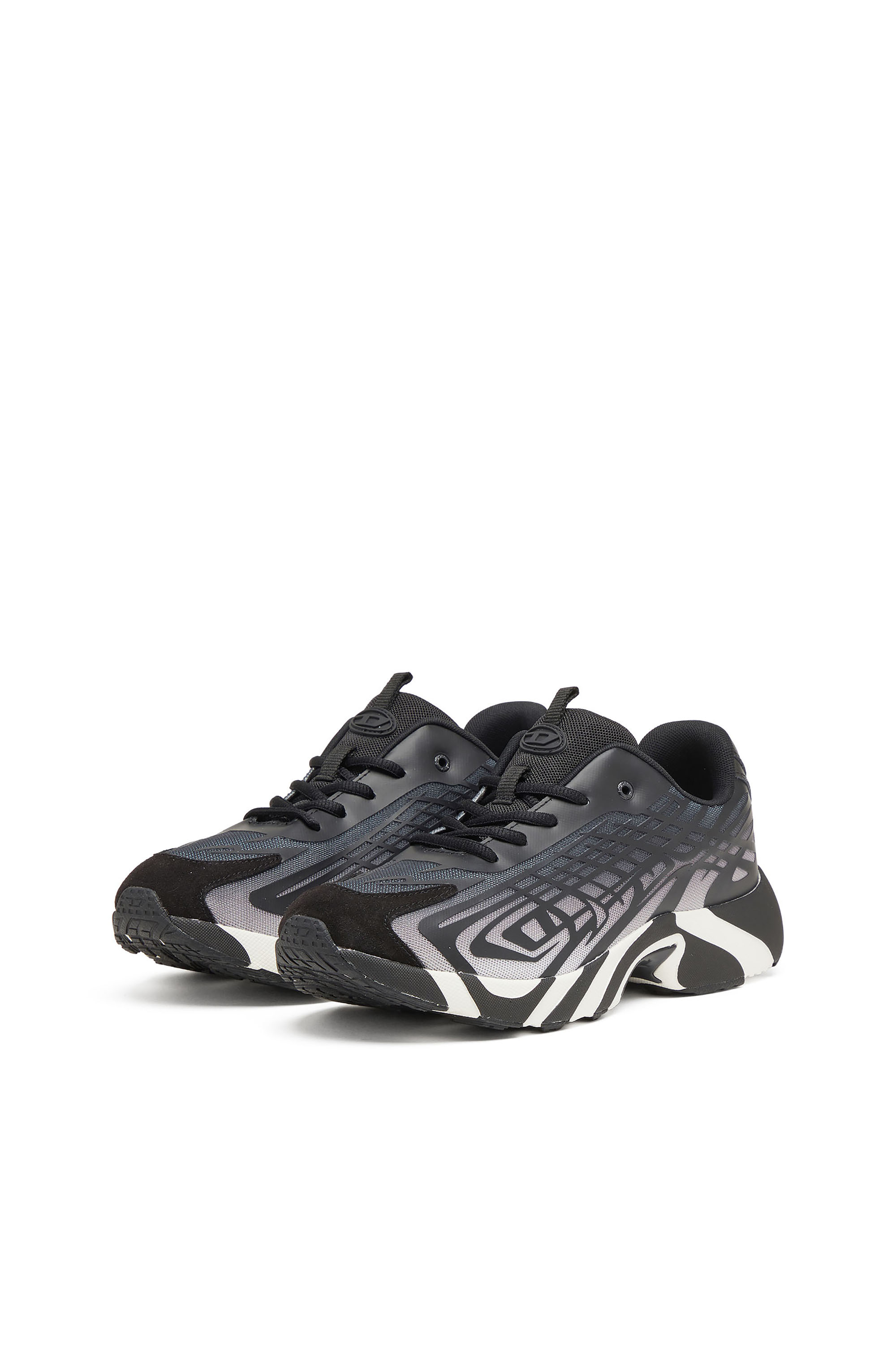 Diesel - S-D-VIT'S 500 LOW, D-Vit-Sneakers en mesh dégradé rayé Homme in Noir - 7