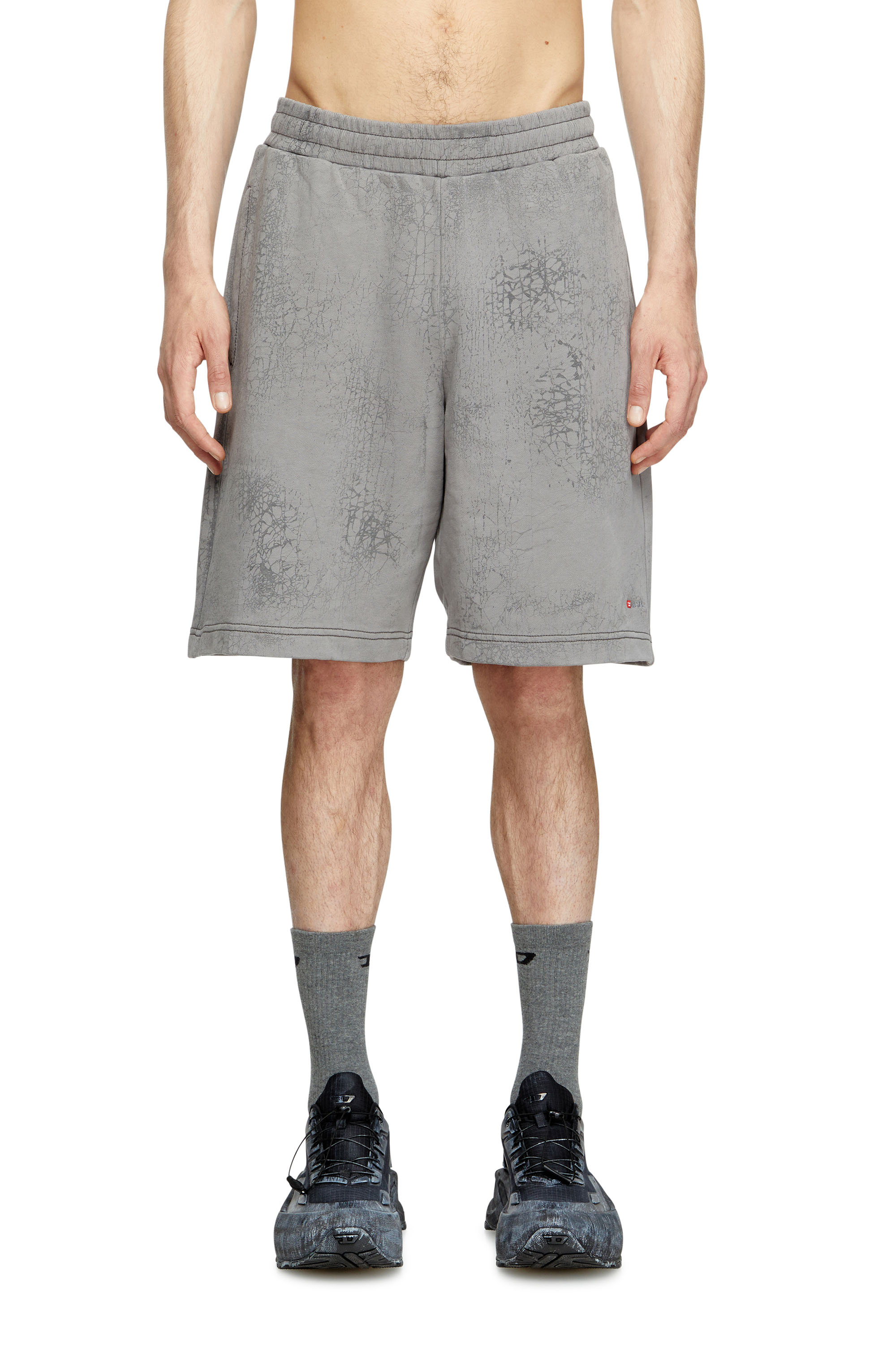 Diesel - P-CREW, Short en jersey ciré Homme in Gris - 3