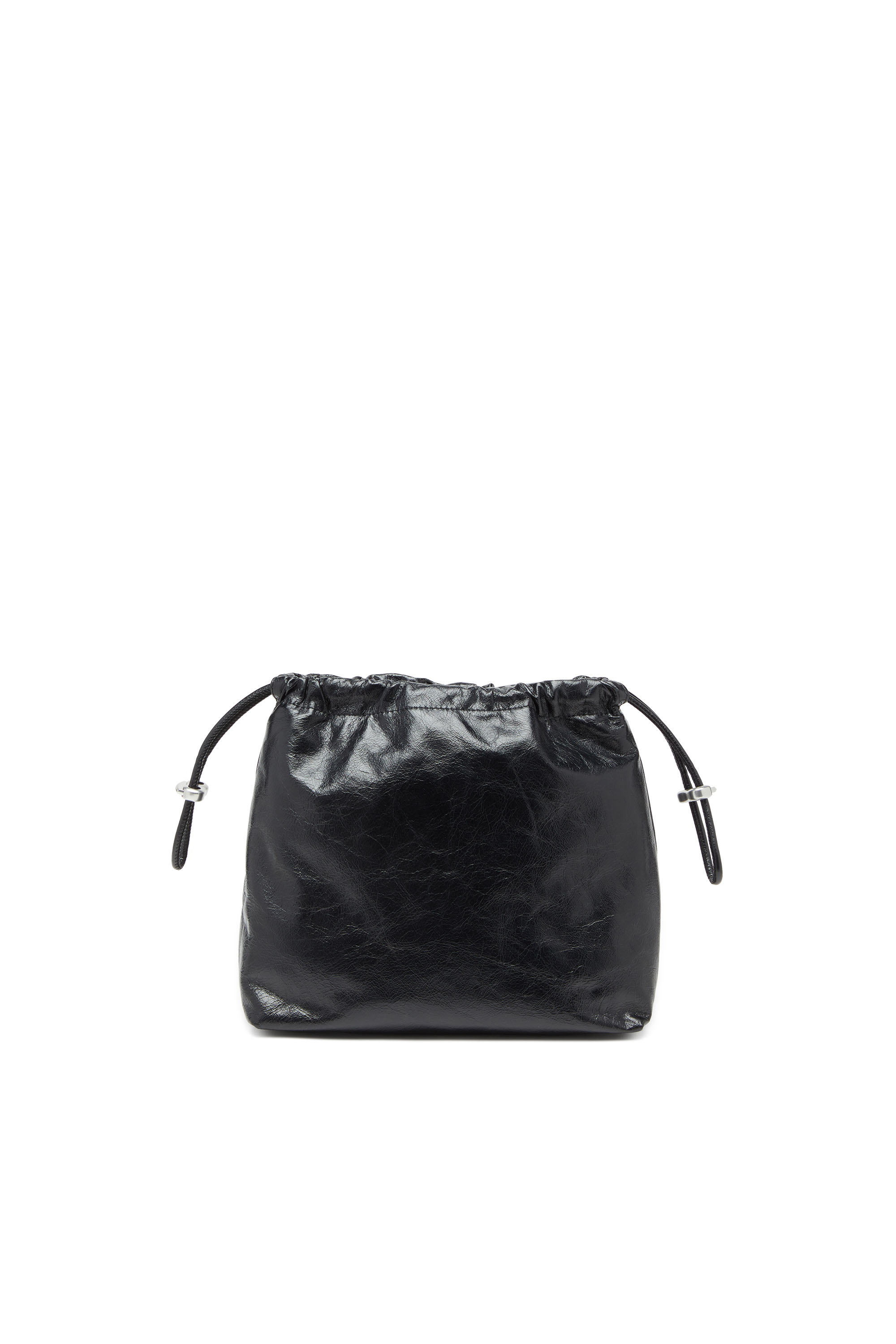 Diesel - SCRUNCH-D BUCKET, Sac seau en cuir froissé et brillant Femme in Noir - 2