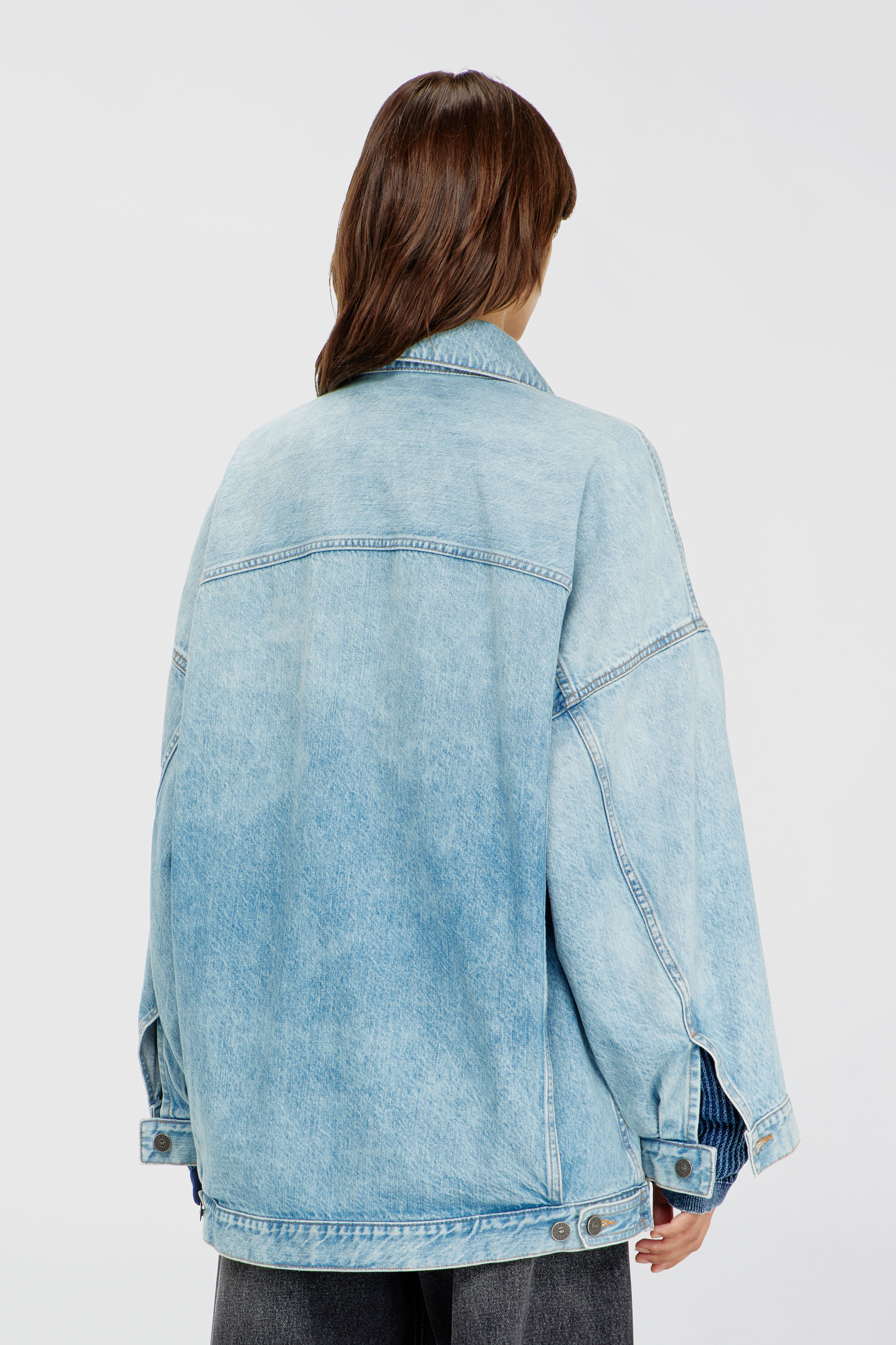 Diesel - DE-LIN, Woman's Oversized denim workwear jacket in Light Blue - 4