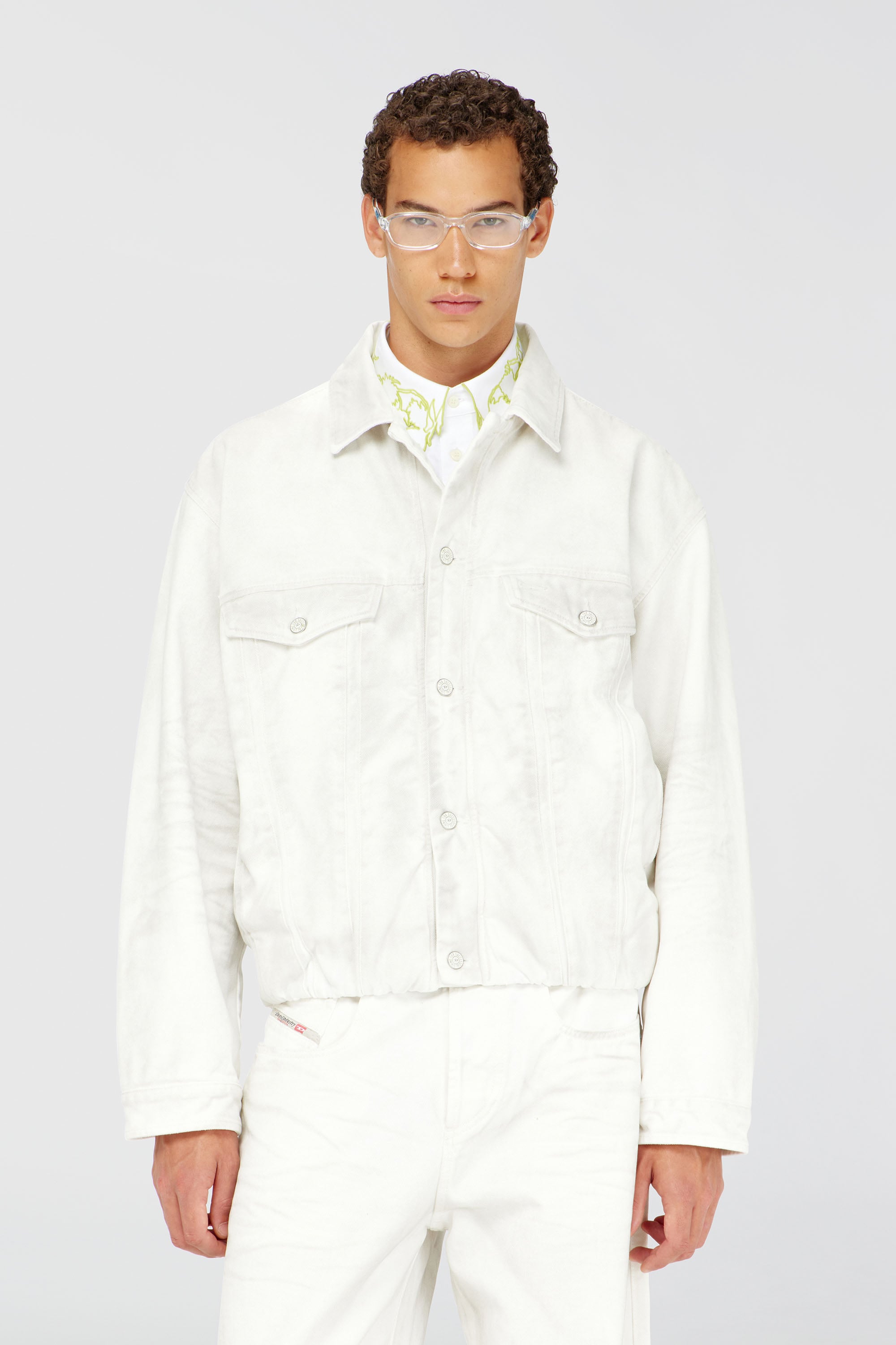 Diesel - D-MORVI-FSJ1, Veste trucker en denim stretch Homme in Blanc - 1