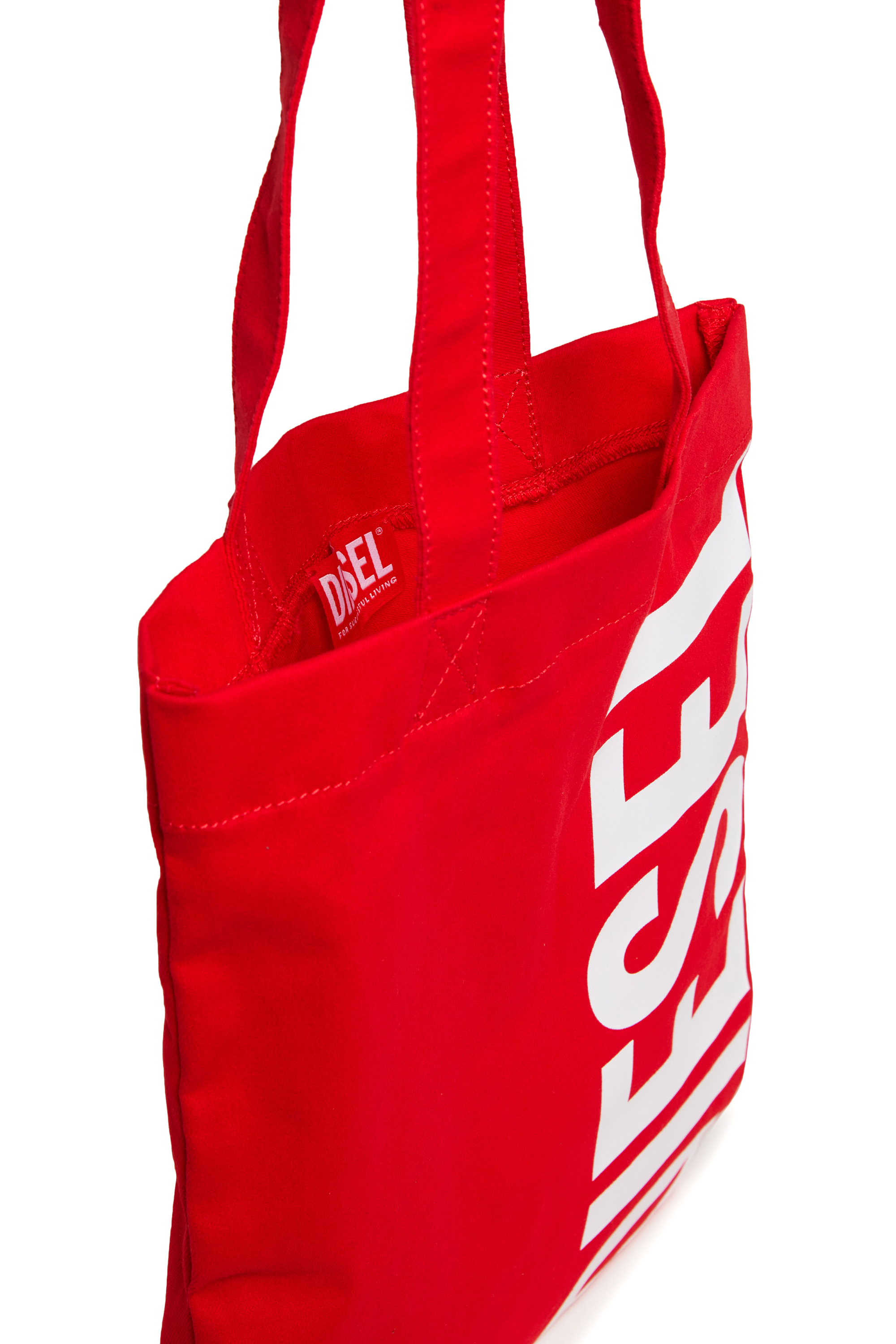 Diesel - WRELD, WRELD-Sac en toile avec imprim&eacute; maxi logo Femme in Rouge - 4