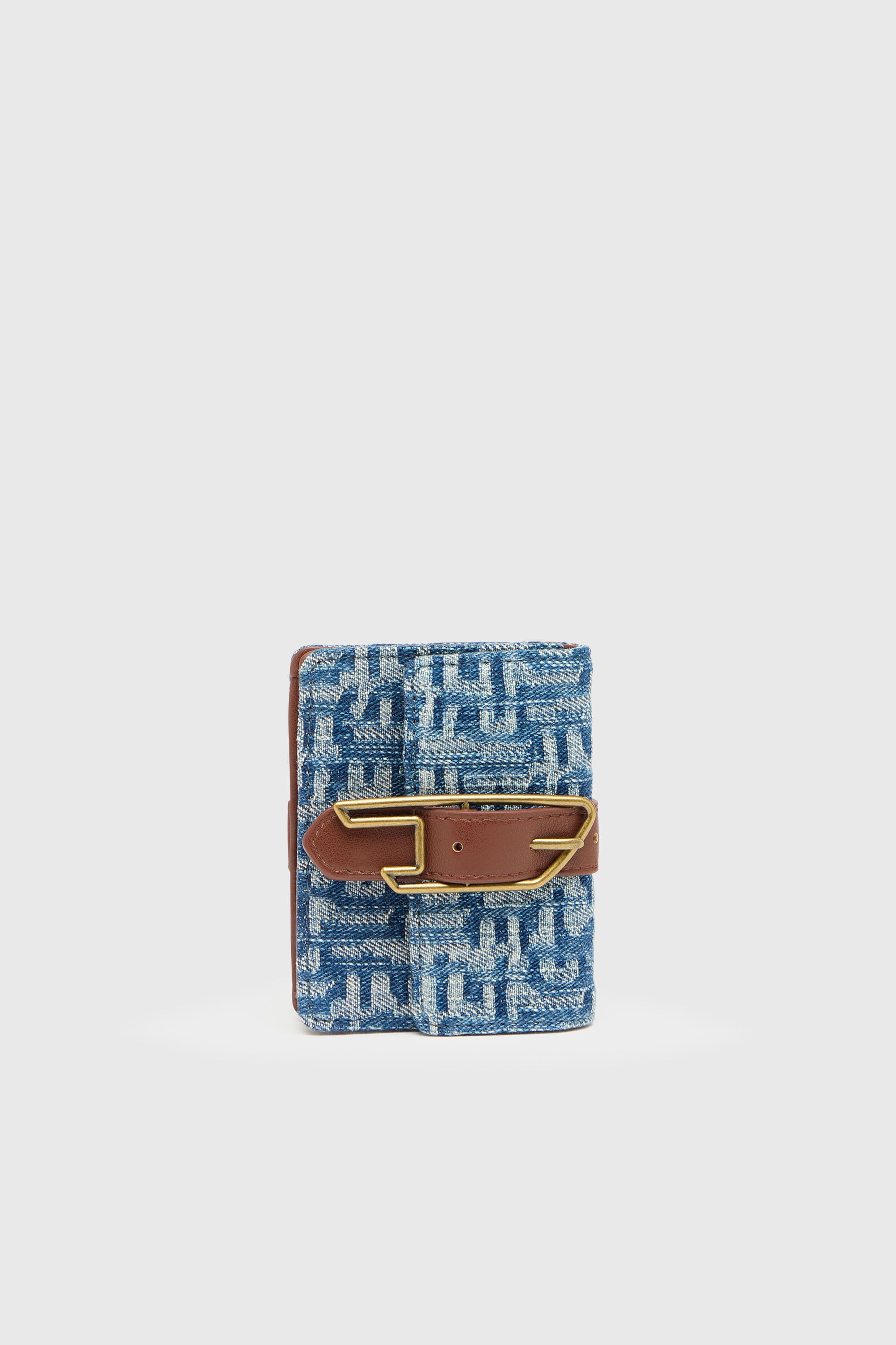 Diesel - D-LINE CARD HOLDER, Porte-cartes en denim monogramme avec d&eacute;tail ceinture Femme in Bleu - 1