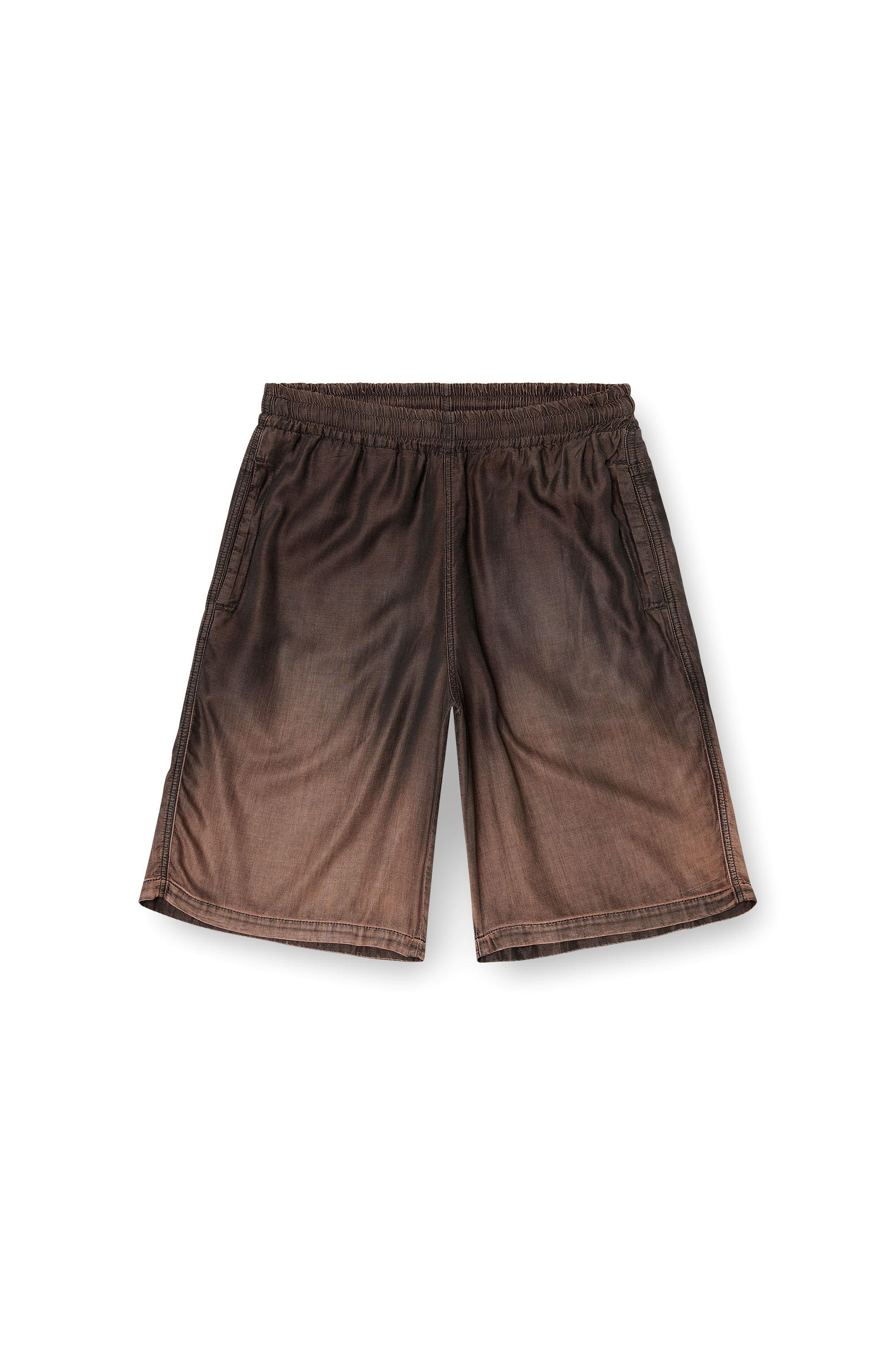 Diesel - D-RODER-SHORT-S, Bermuda d&eacute;contract&eacute; en denim enduit fluide Mixte in Marron - 2