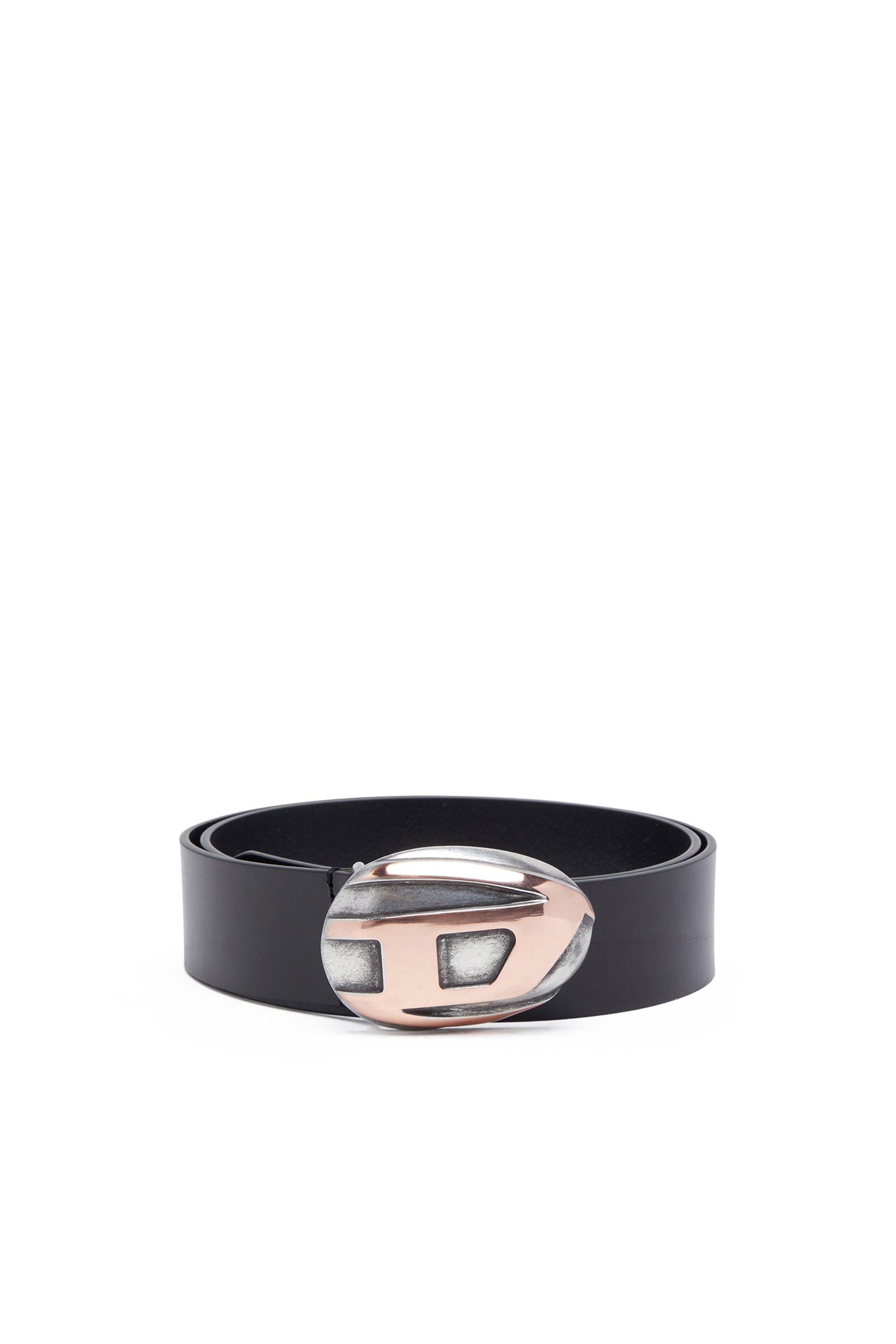 Diesel - B-1DR POD 40, Ceinture en cuir avec boucle Oval D Homme in Noir - 1