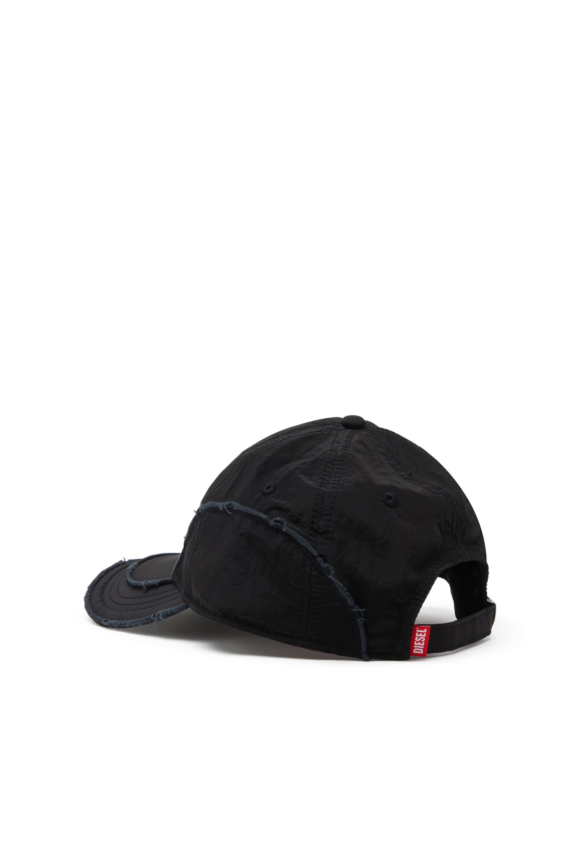 Diesel - C-ONNOR, Casquette de baseball en nylon froissé avec D ton sur ton Homme in Noir - 3