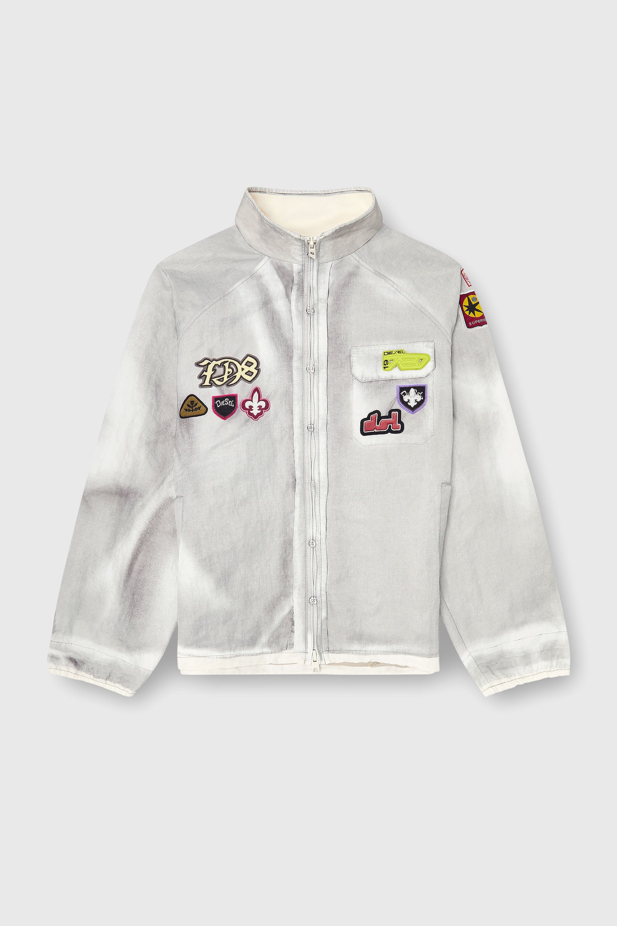 Diesel - J-PATCH, Coupe-vent avec patchs trompe-l&rsquo;&oelig;il Homme in Gris - 2