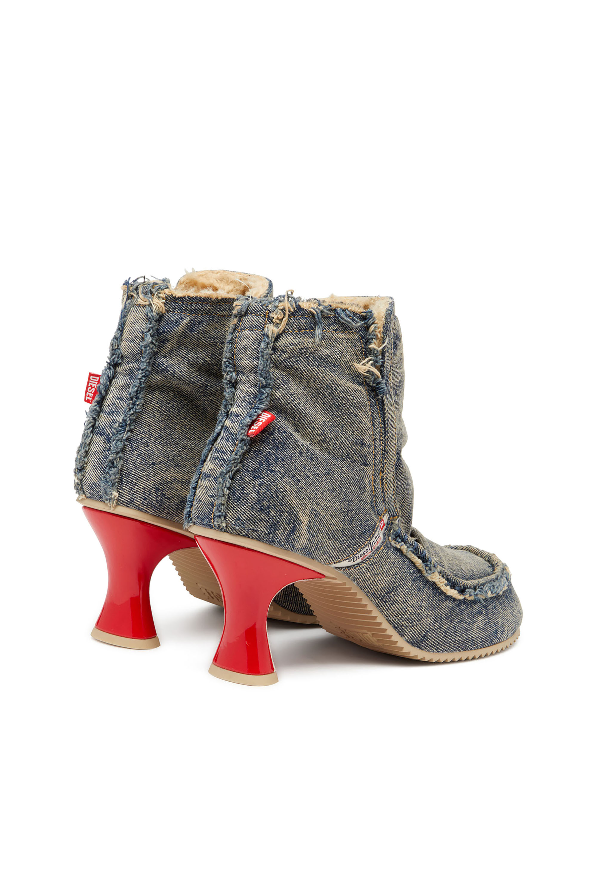 Diesel - D-WOODSTOCK HEEL AB, D-Woodstock - Bottes en denim à talon Femme in Bleu - 3