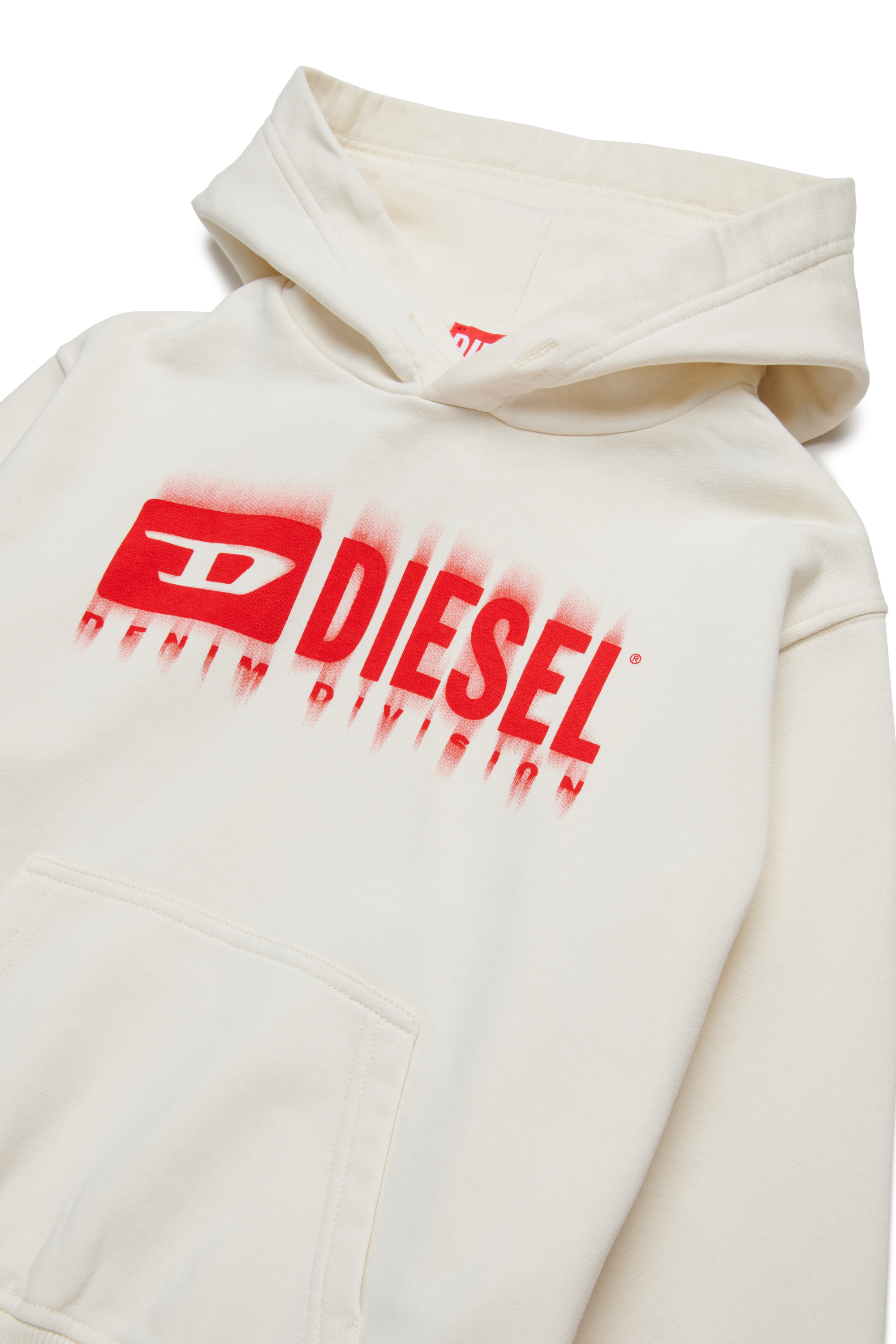 Diesel - SGINNHOODL5 OVER, Sweat-shirt à capuche avec logo taché Homme in Blanc - 3