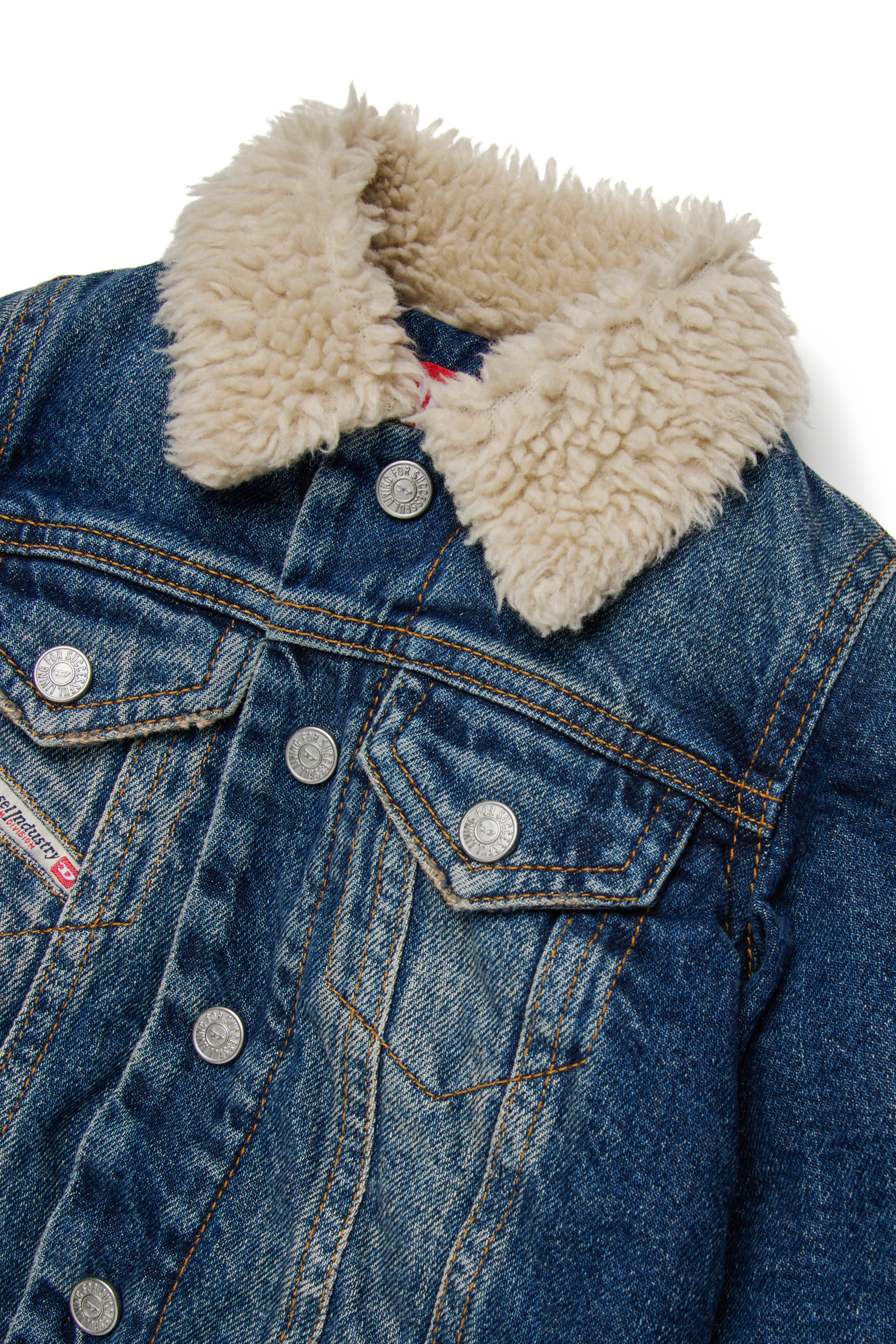Diesel - JESKI-B, Veste en denim avec col en peluche Homme in Bleu - 3