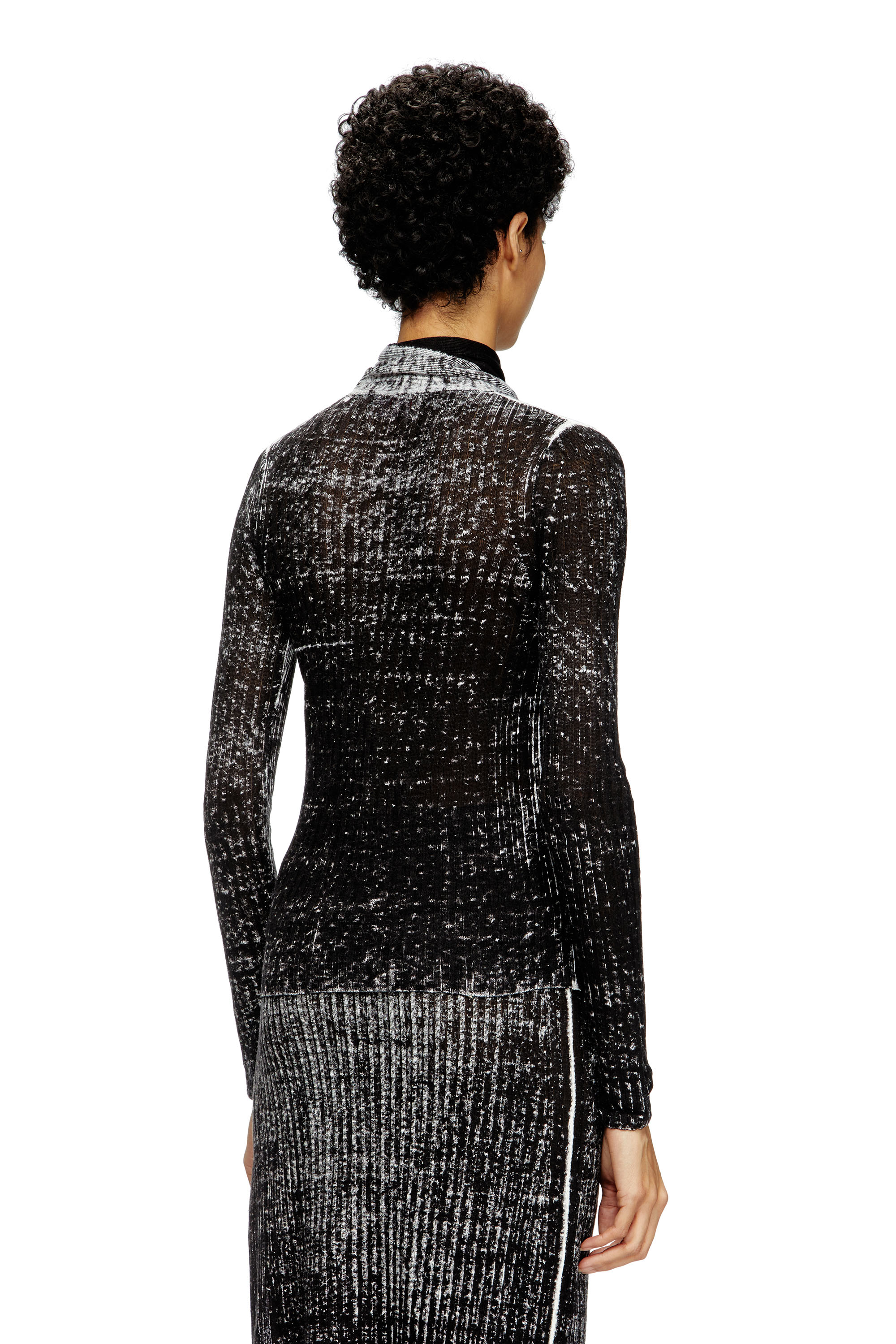 Diesel - M-ELAN, Pull en lin avec encolure trou de serrure et nœud Femme in Noir - 4
