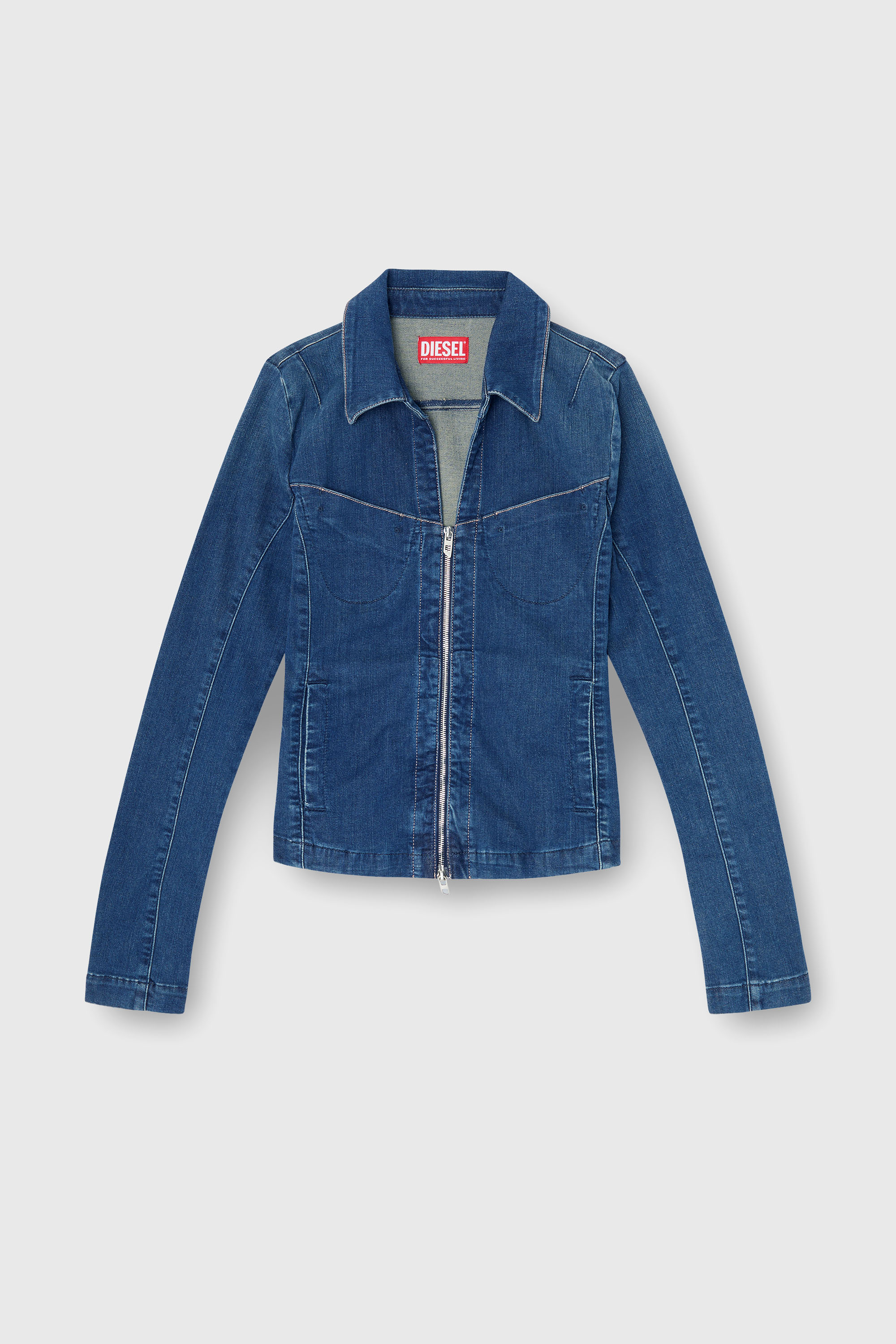 Diesel - DE-QUINOR-S1, Chemise zipp&eacute;e en denim Femme in Bleu - 2