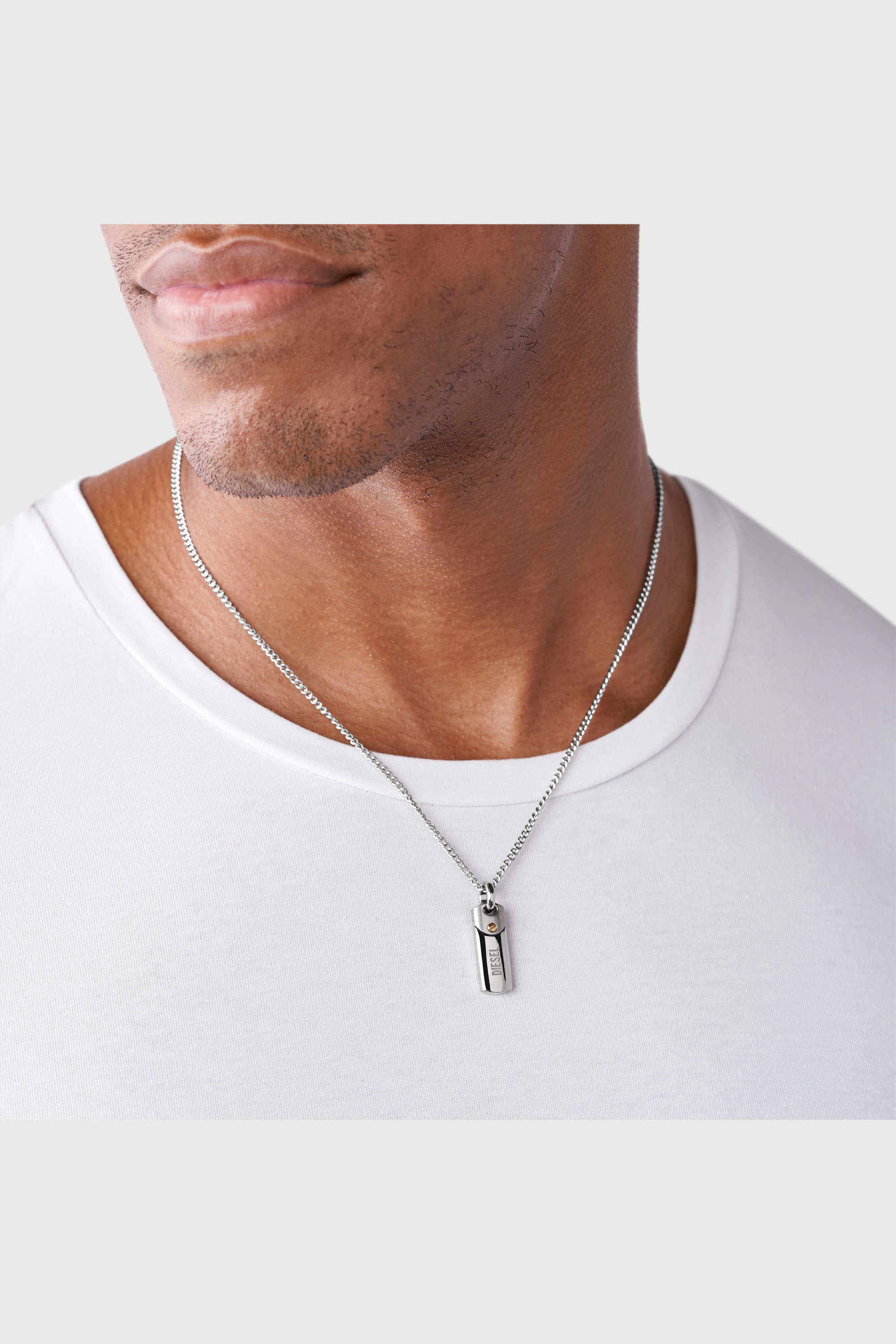 Diesel - DX1116, Collier avec plaque en acier Homme in Gris argent&eacute; - 3