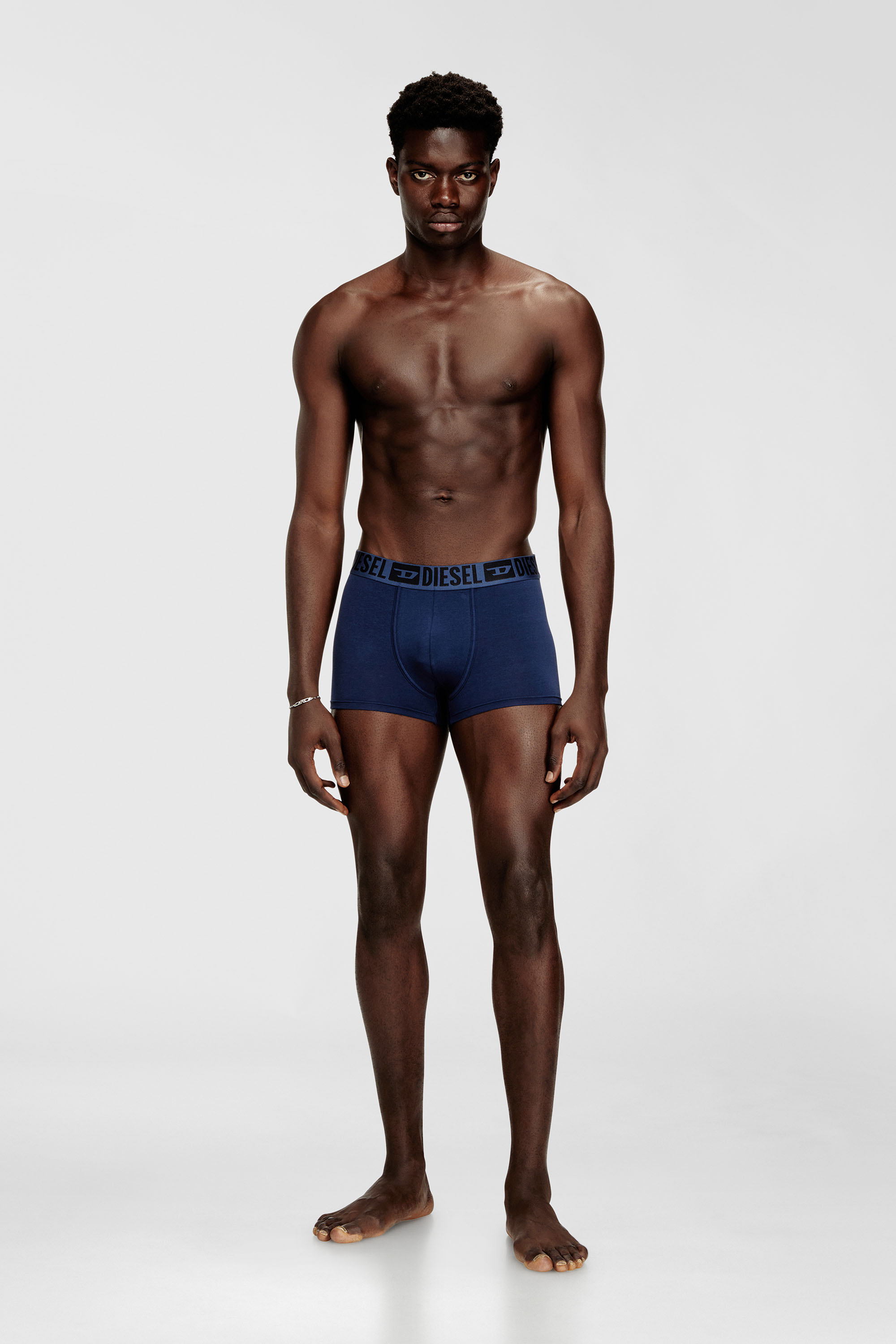 Diesel - MIKE-D-CORE-3PACK, Lot de trois boxers en coton stretch avec ceinture ton sur ton Homme in Bleu - 2