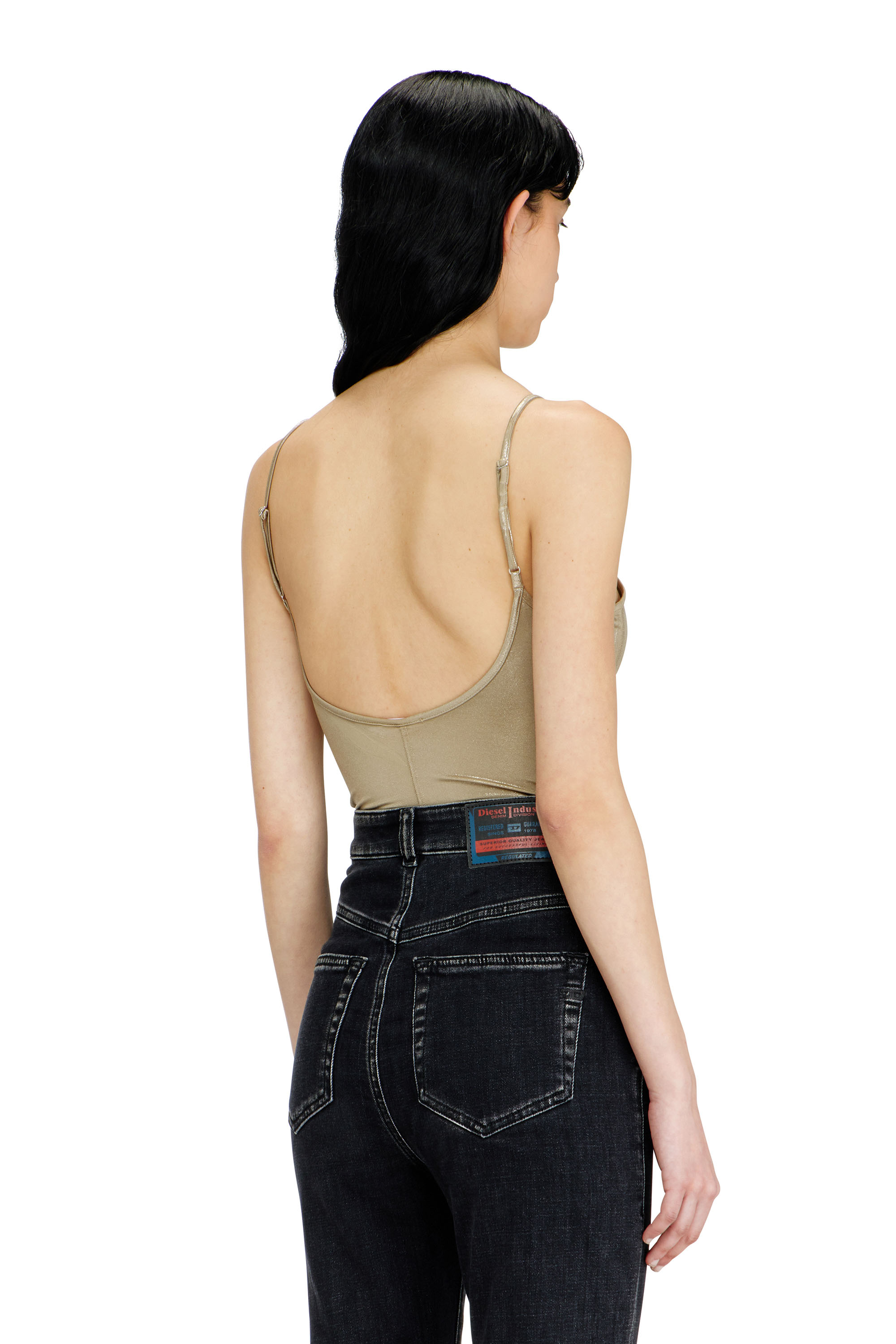 Diesel - T-IMYNY, Body en jersey brillant &agrave; col rond Femme in ToBeDefined - 4