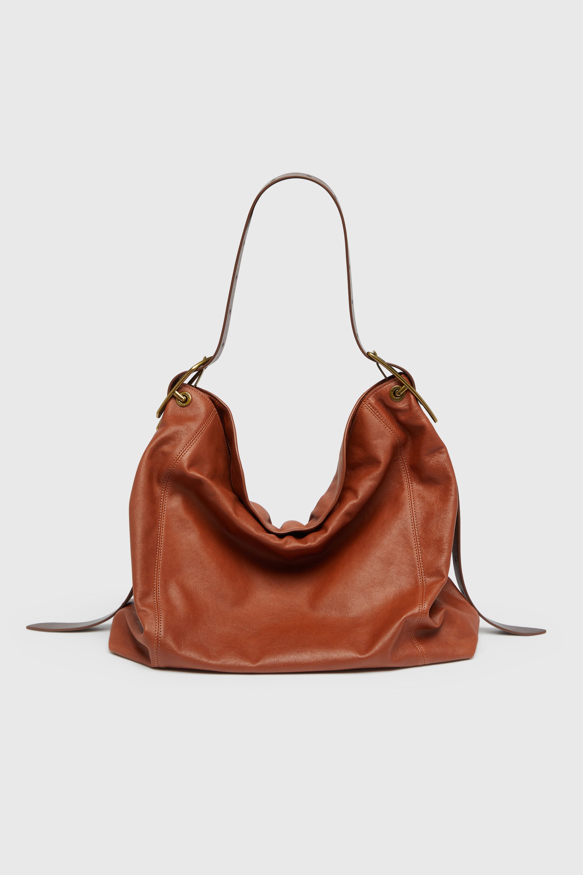 Diesel - D-LINE HOBO L, D-Line-Sac hobo en cuir brillant Femme in Marron - 1