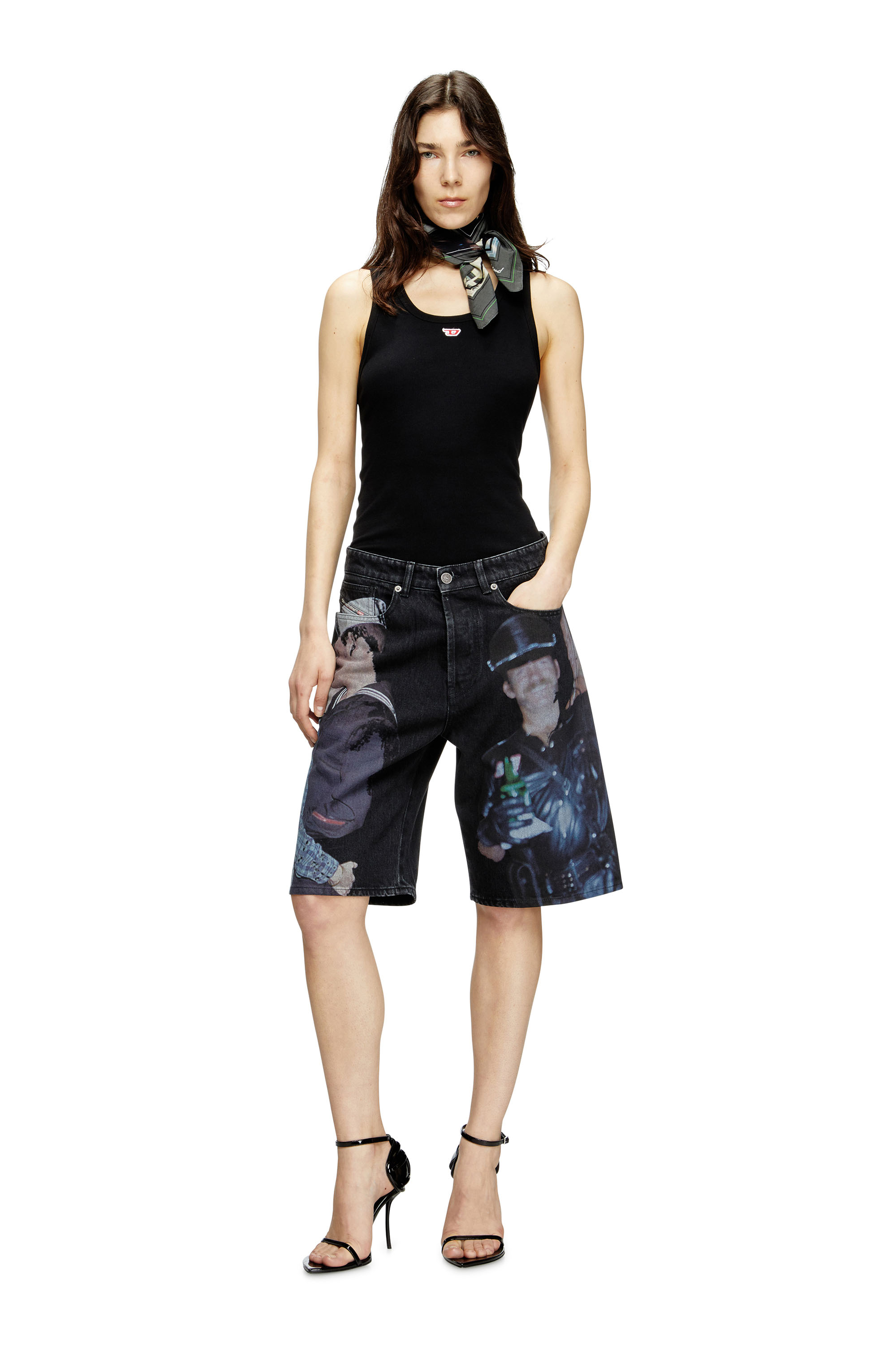 Diesel - PR-D-RIXFORD-S, Short en denim avec imprimé multicolore Mixte in Noir - 4