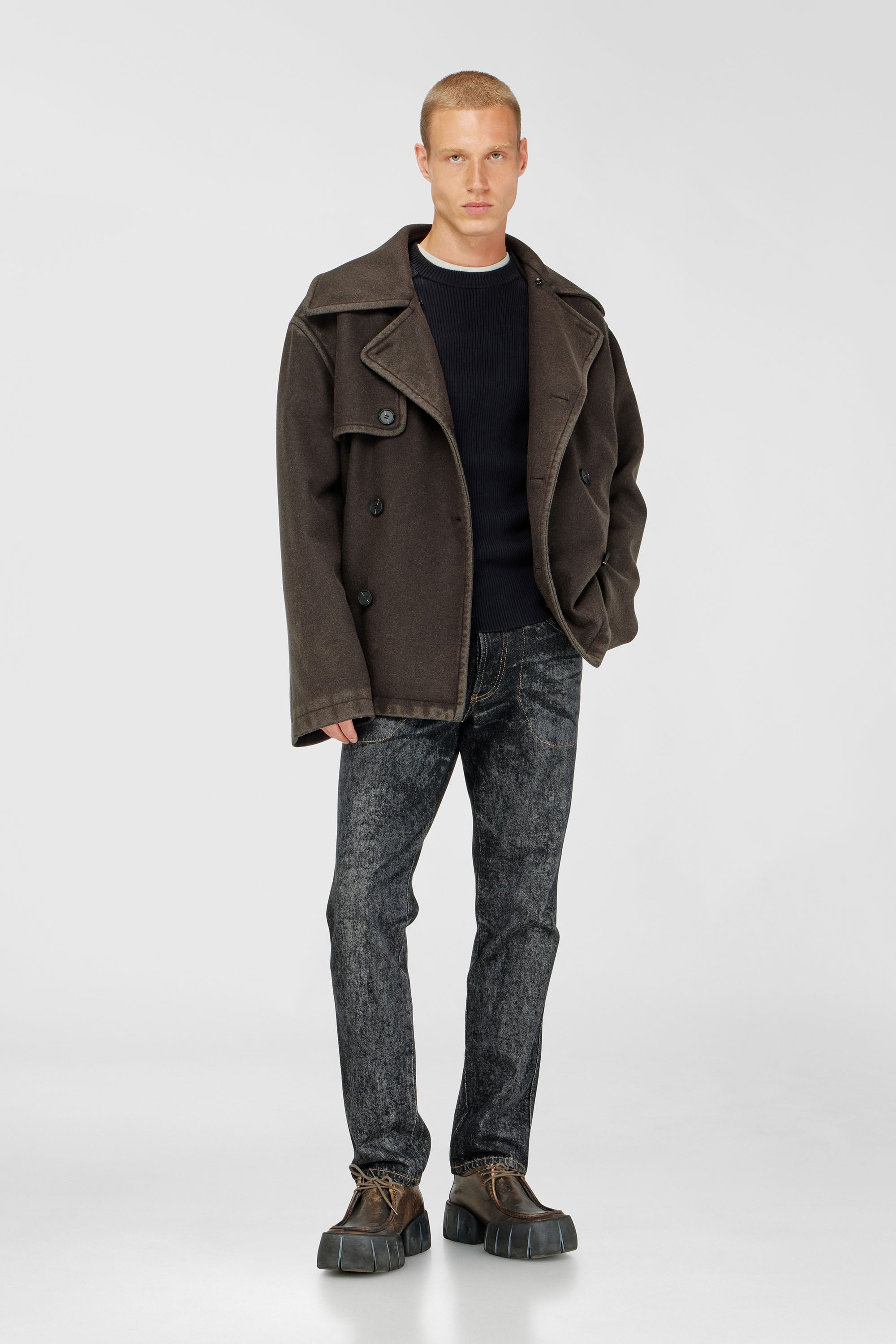 Diesel - K-MARTIN, Pull c&ocirc;tel&eacute; avec empi&egrave;cements aux &eacute;paules Homme in Noir - 2