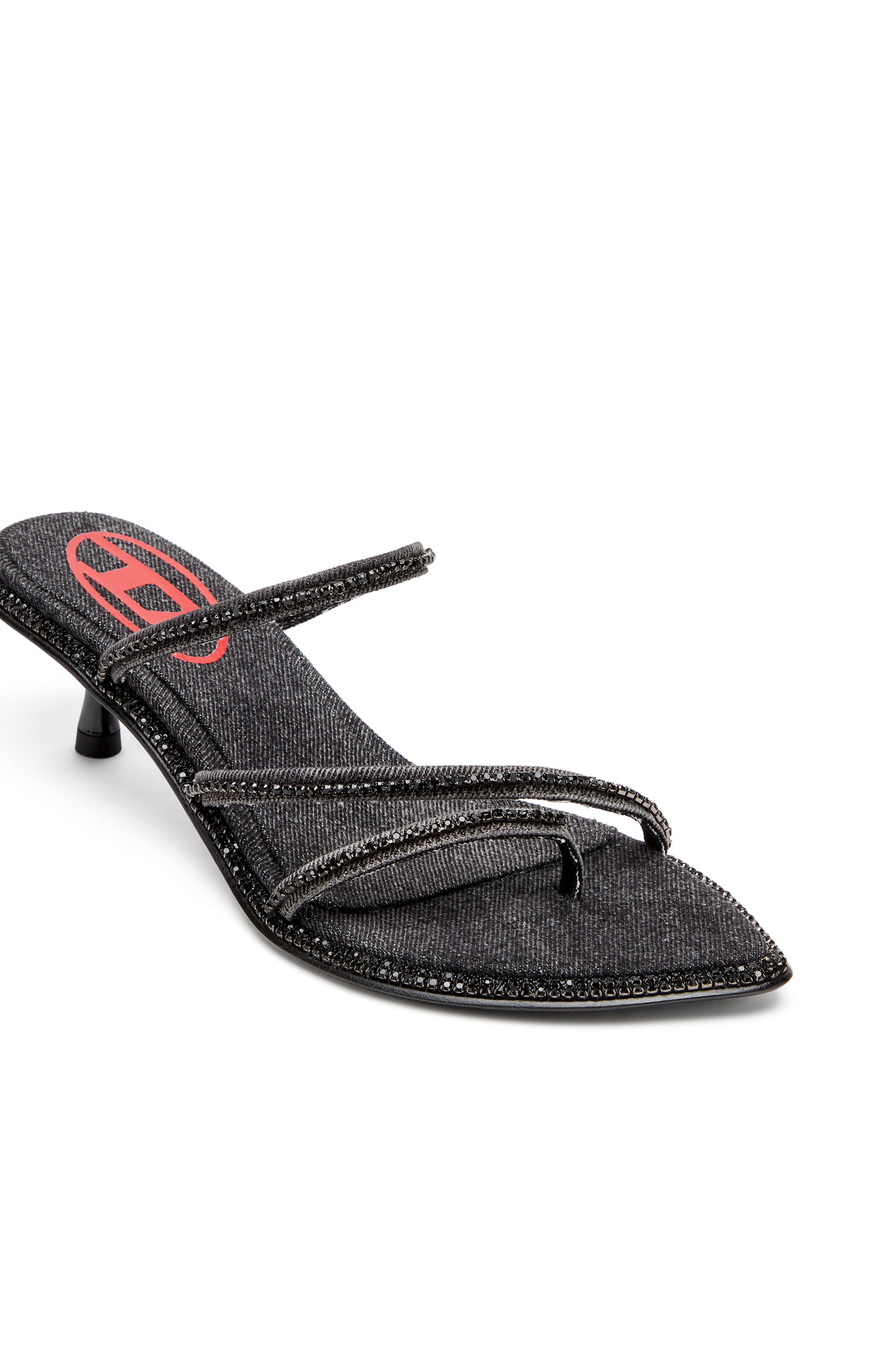 Diesel - D-HAVANNA KITTIE, D-Havanna-Mules à petits talons en denim avec cristaux Femme in Noir - 5