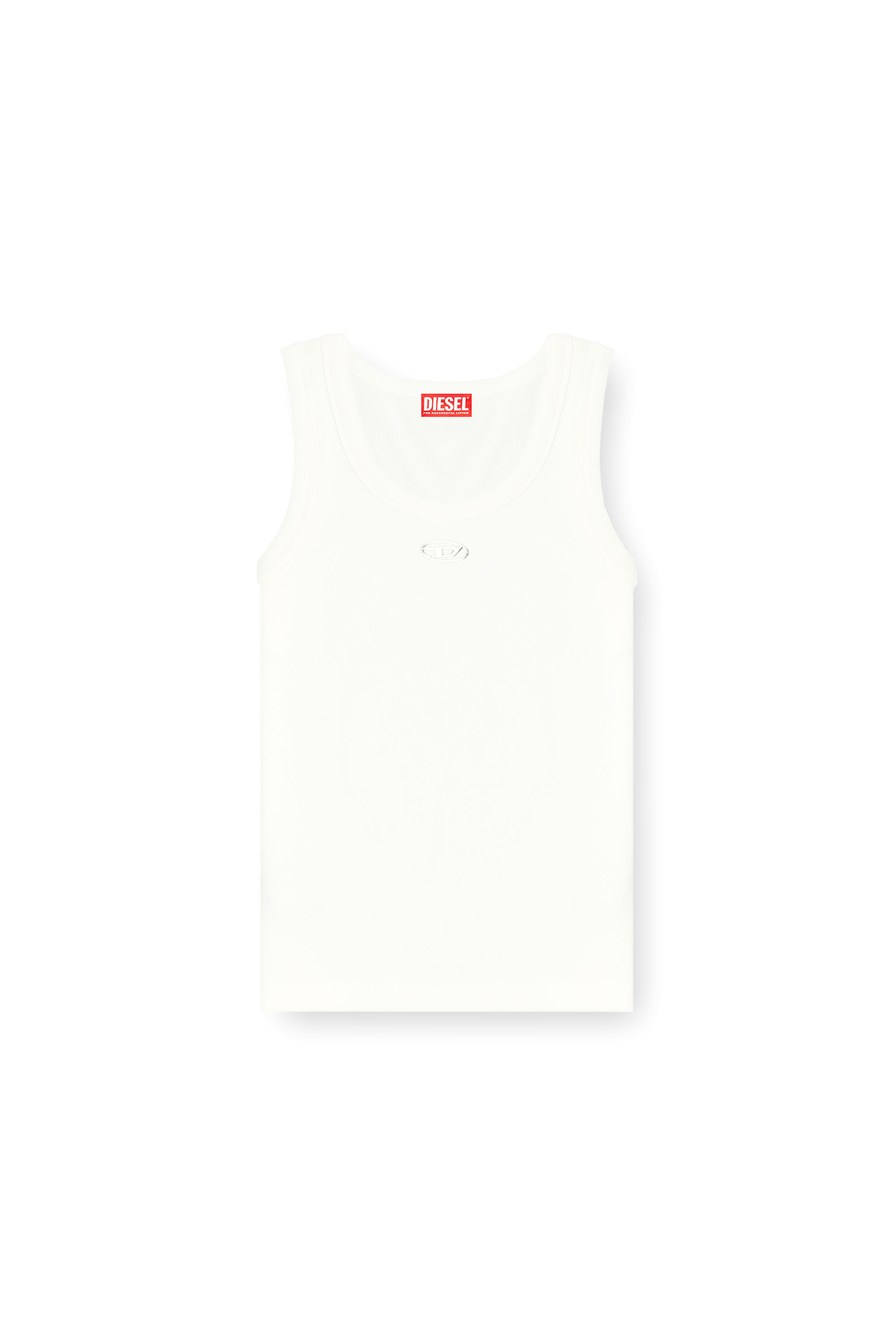 Diesel - T-ANKI-OD, D&eacute;bardeur ajust&eacute; c&ocirc;tel&eacute; avec Ovale D m&eacute;tallique Femme in Blanc - 3