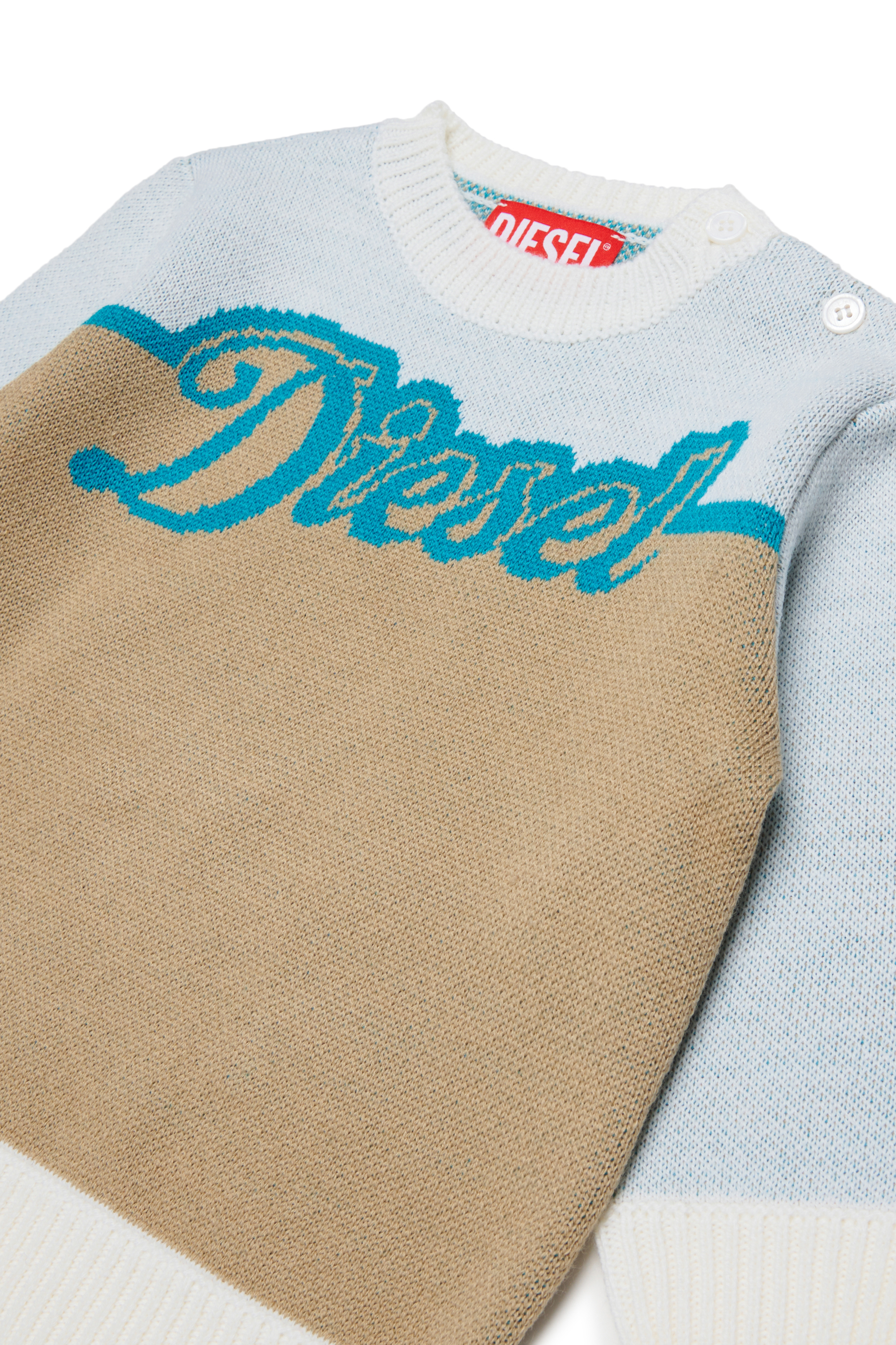 Diesel - KBLOB, Unisex's Wool-blend jumper with Diesel logo in White - 3