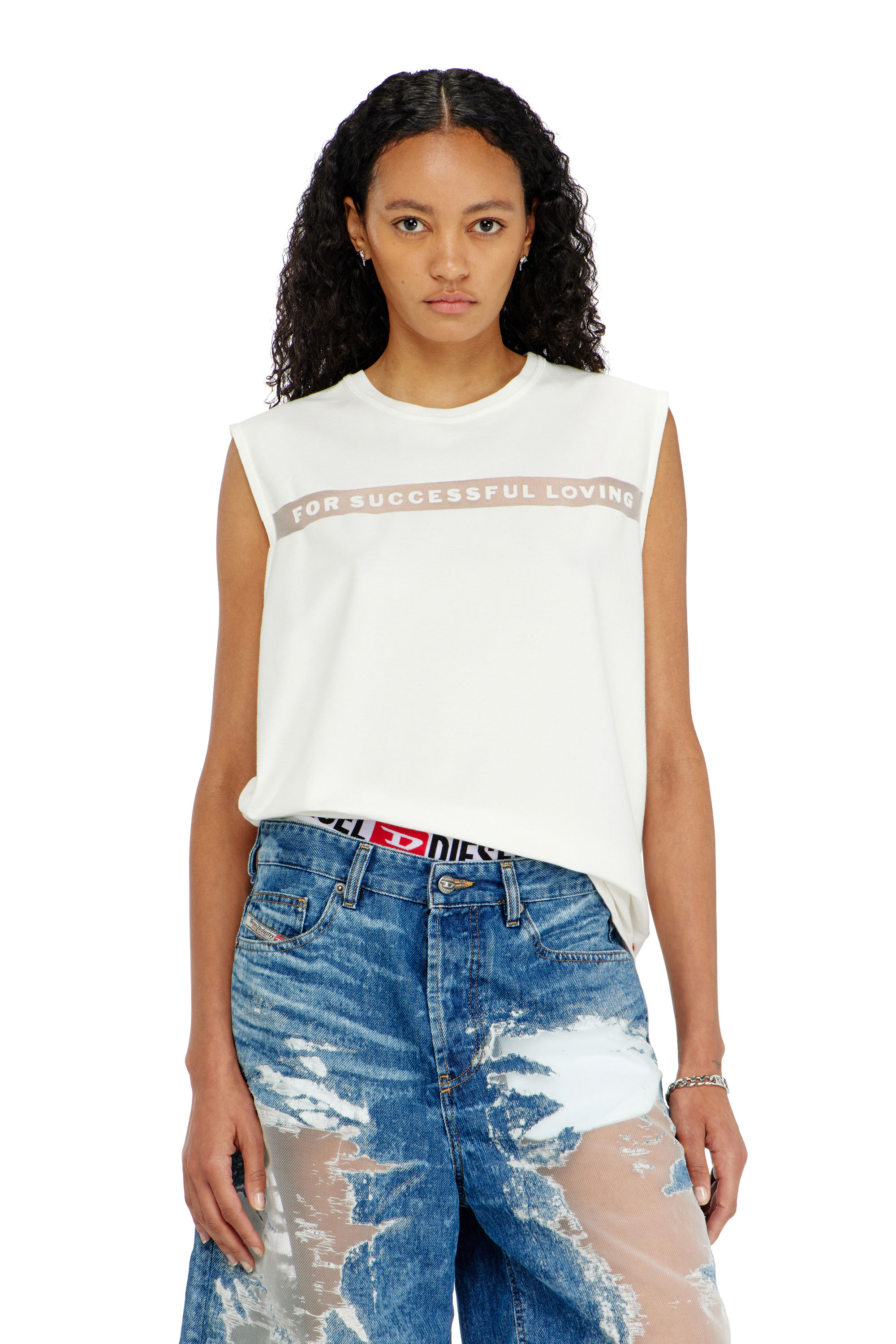 Diesel - PR-T-NORM-BISC-MATI-R, D&eacute;bardeur avec logo For Successful Loving Mixte in Blanc - 5