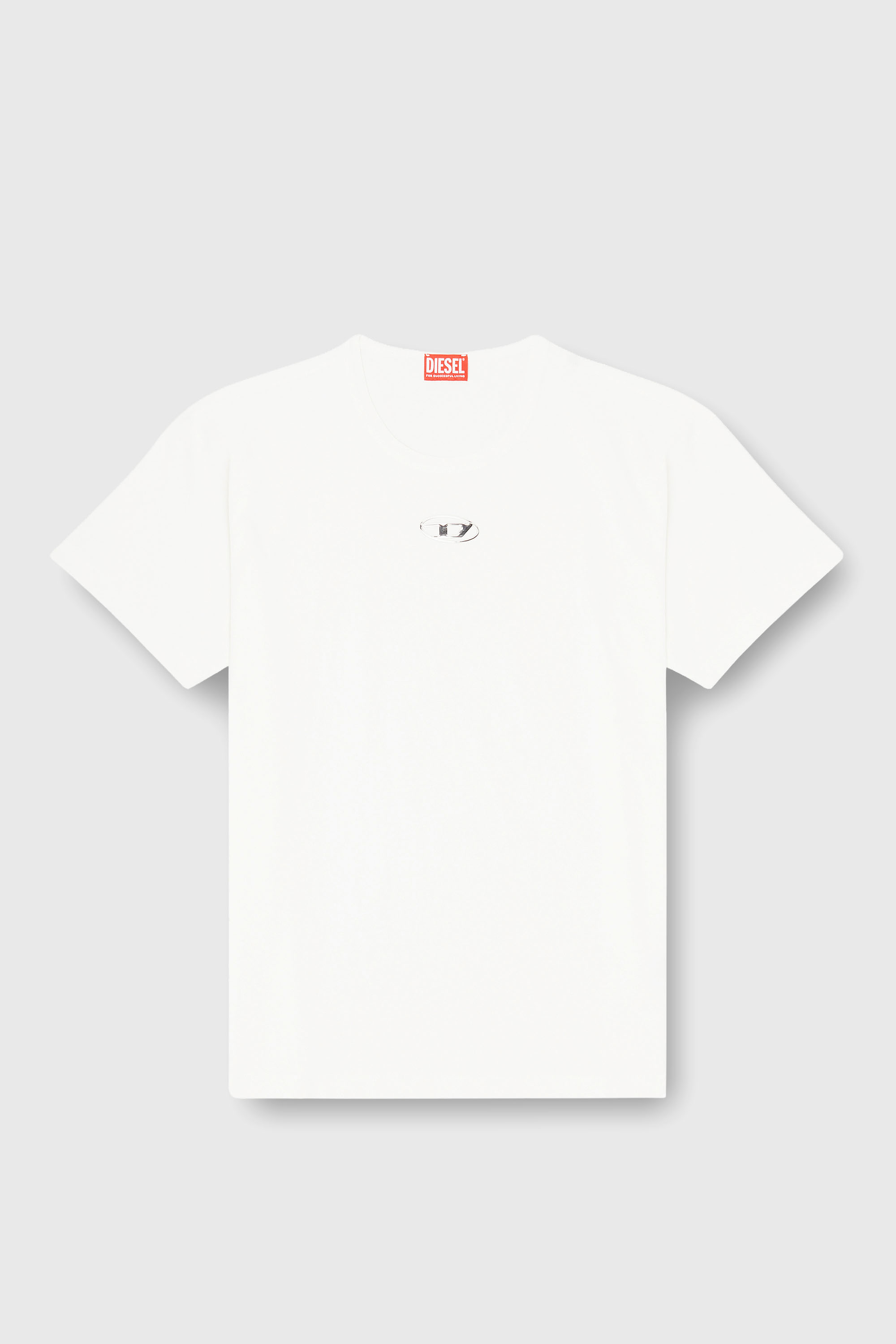 Diesel - T-NORM-IOD, T-shirt en coton l&eacute;ger avec logo Ovale D m&eacute;tallis&eacute; Homme in Blanc - 2