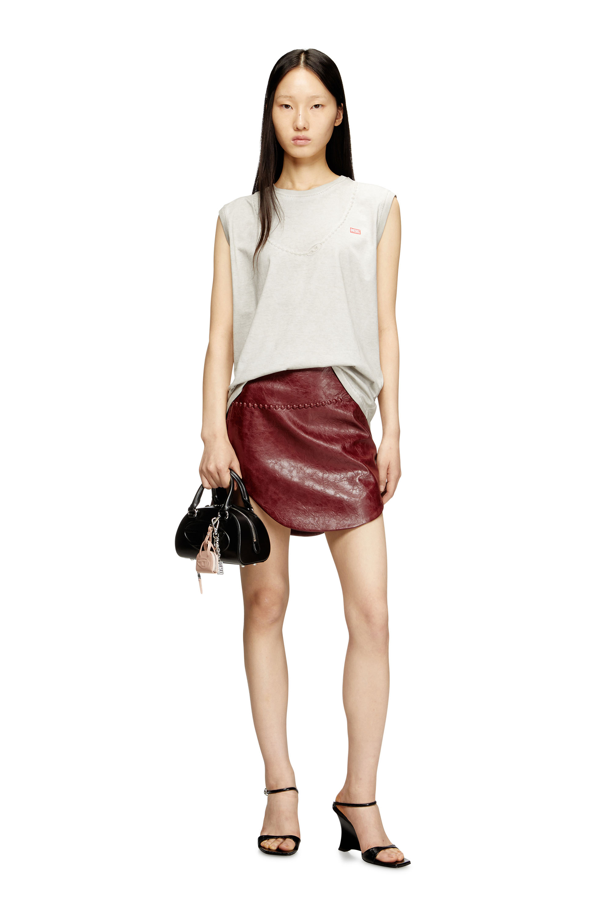 Diesel - O-HARA, Minijupe enduite avec motif embossé Femme in Rouge - 2