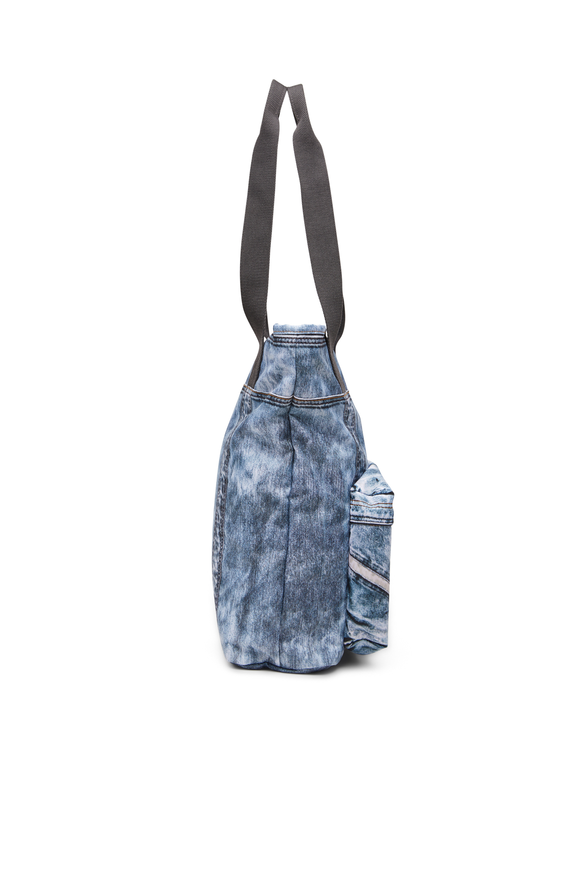Diesel - DIESEL TOTE, Sac tote en denim trompe-l'œil Mixte in Bleu - 4
