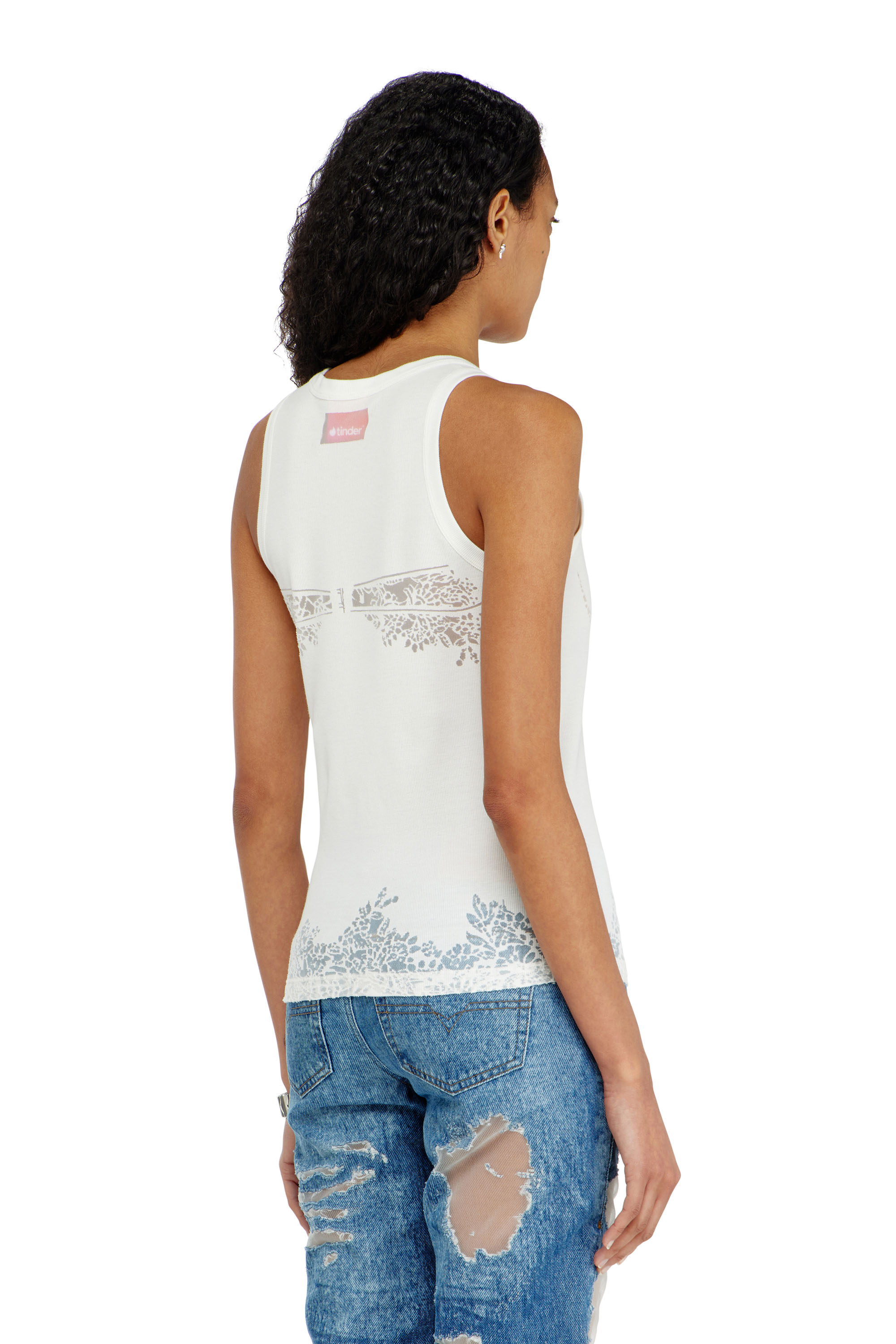 Diesel - PR-T-ANKI-LACE-R, D&eacute;bardeur effet dentelle d&eacute;vor&eacute; Femme in Blanc - 4
