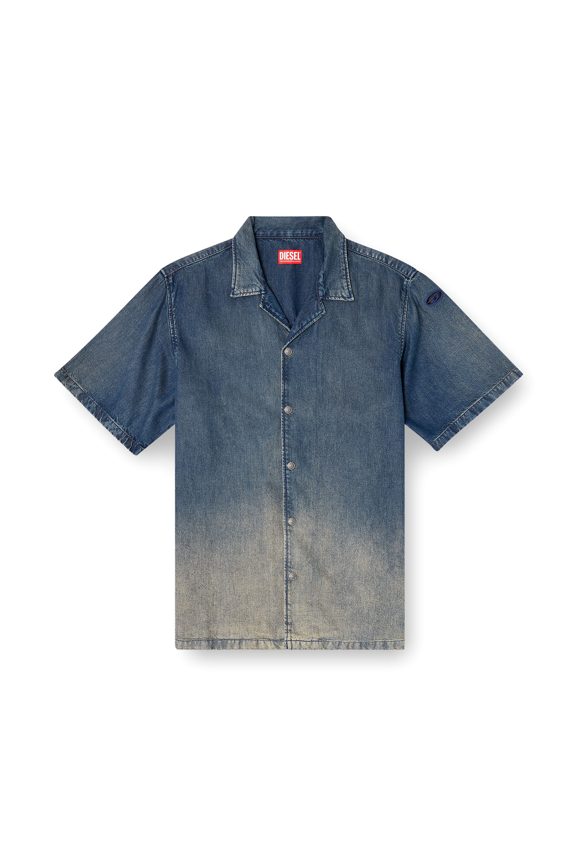 Diesel - D-NABIL-S3, Chemise de bowling en denim dégradé et fluide Homme in Bleu - 3