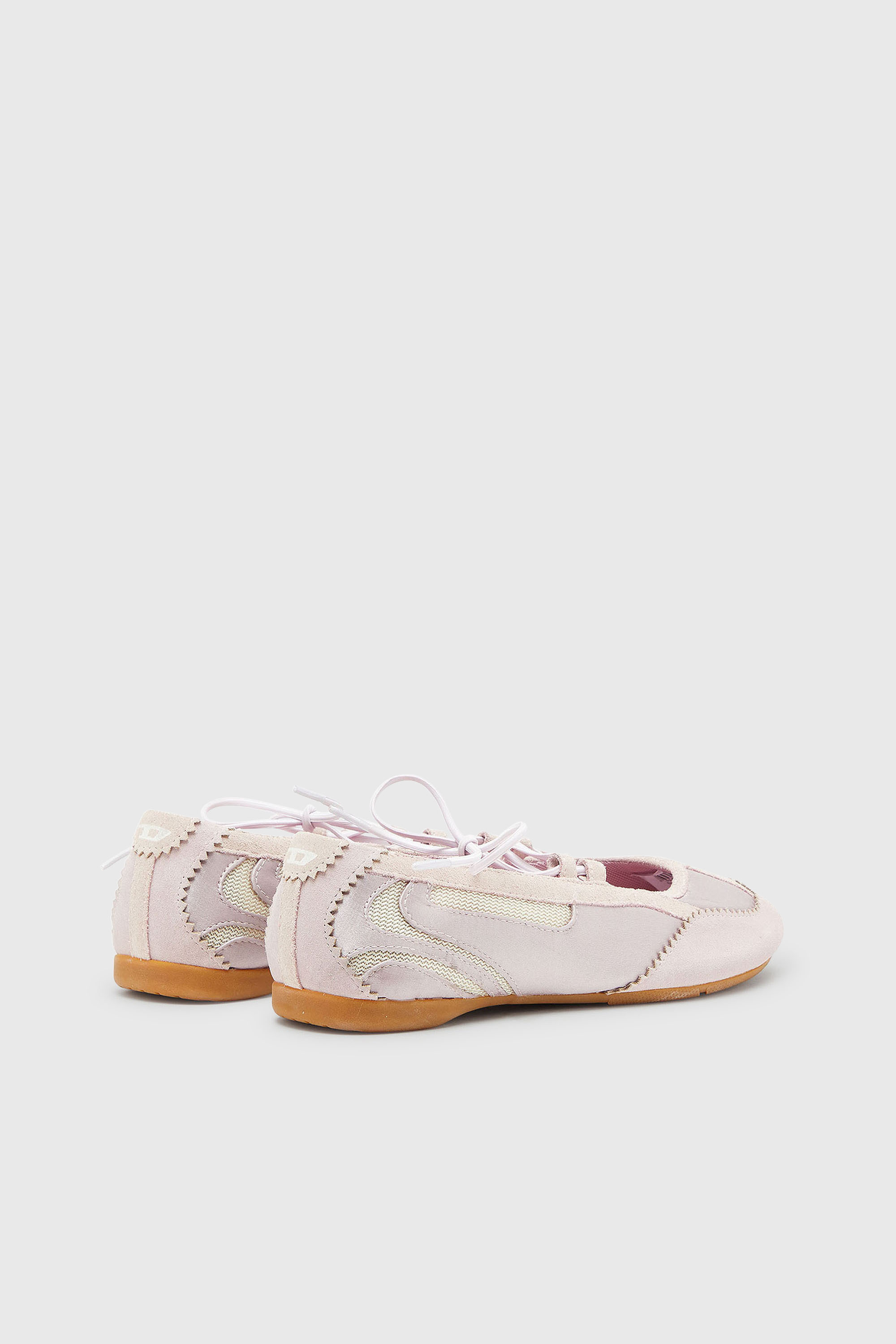Diesel - D-MILE BALLERINA LACE UP II W, D-Mile - Ballerines &agrave; lacets en cuir et mesh Femme in Rose - 3